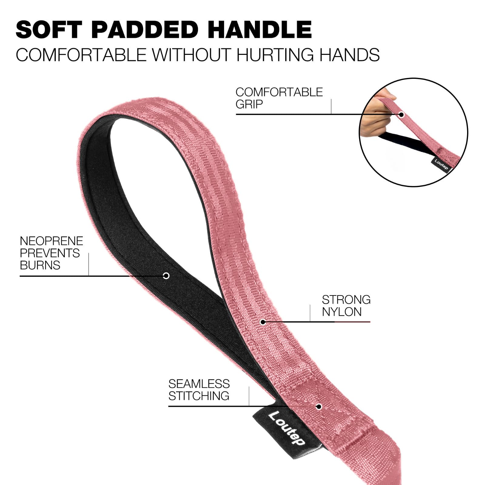 Loutep Dog Training Leash 15ft 20ft 30ft 50ft 100ft - Extra Long Dog Leash Heavy Duty with Padded Handle for Small Medium & Larg
