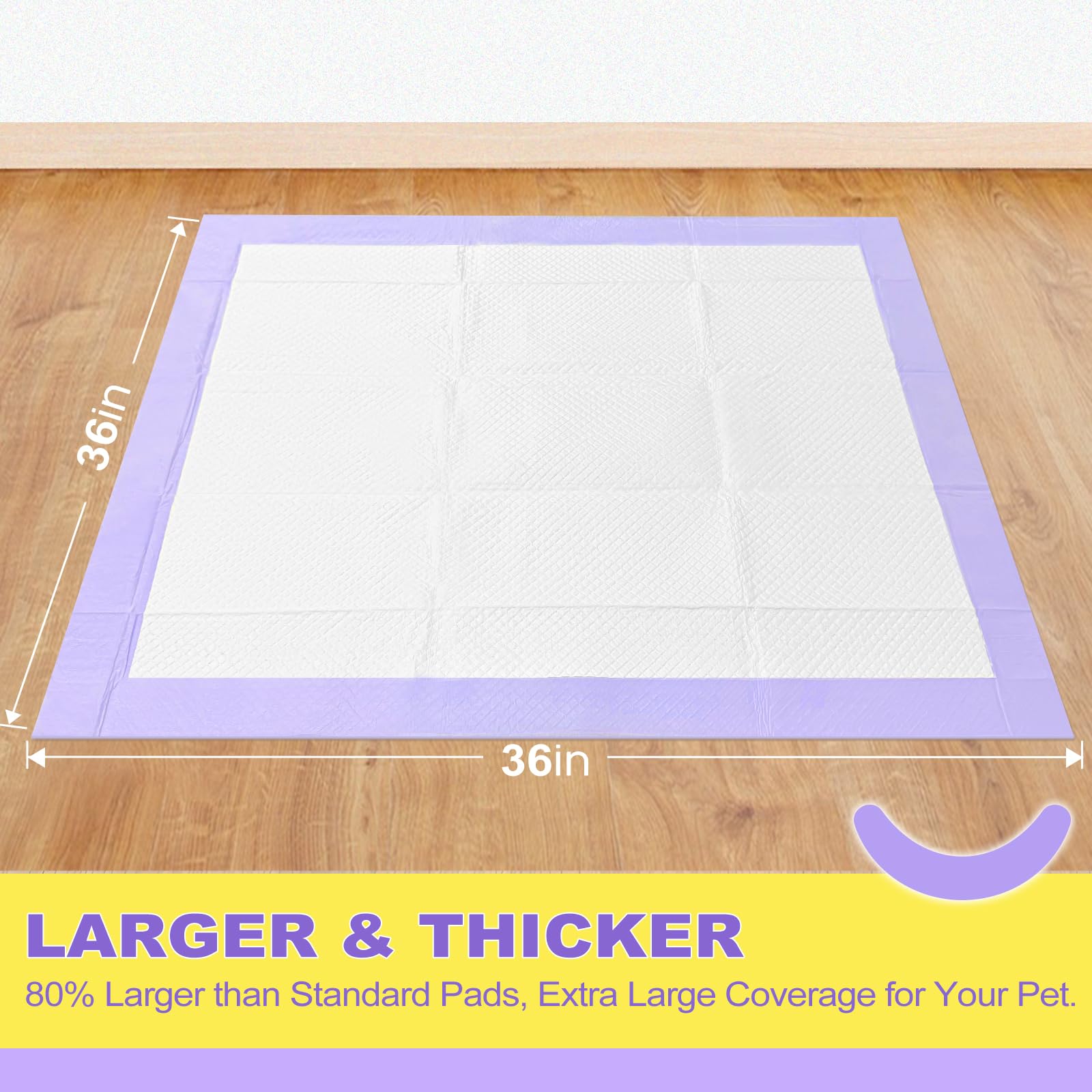 MIZOK Dog Pee Pads 36x36 Lavender Scented, Dog Pads Extra Large Odor Control Pee Pads for Dogs, Puppy Pads Ultra Absorbent Up to