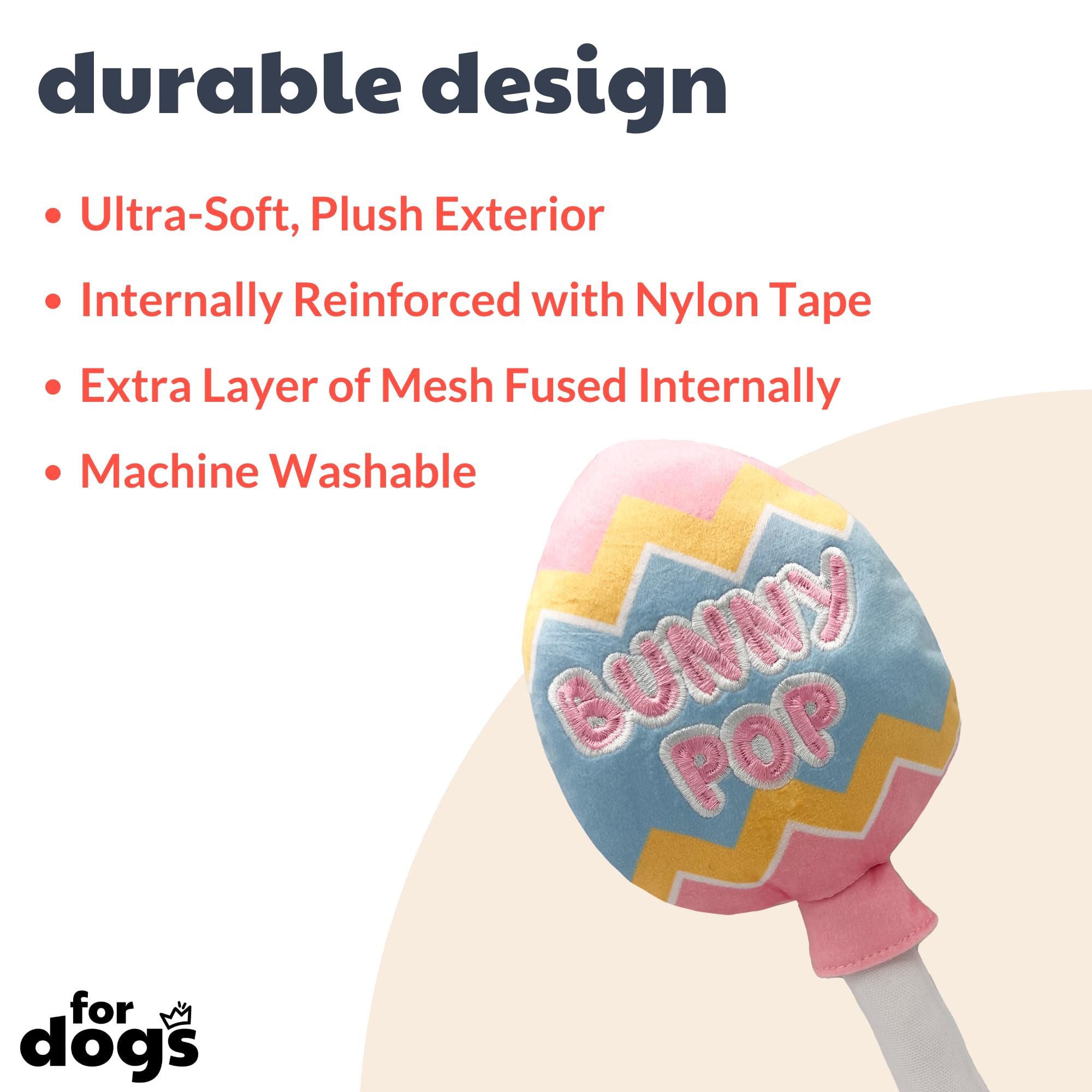 Huxley & Kent For Dogs - Bunny Pop (Small) - Easter/Spring Funny Dog Toy - Power Plush Funny Dog Toy With Squeaker - Fun, Durabl