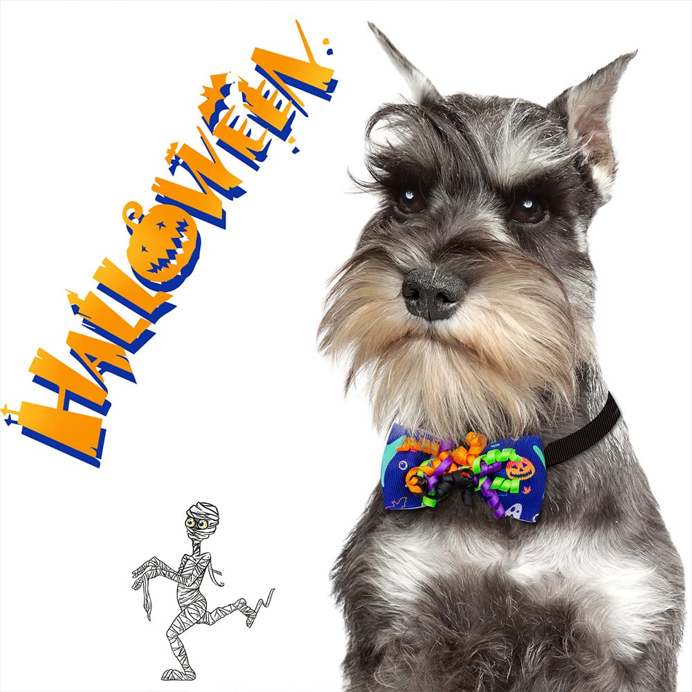 22Pcs Halloween Pet Bow Tie, Adjustable Bow Tie For Pet Cats And Dogs, Halloween Fall Pet Neck Tie With Pumpkin Ghost Bat Decor (Halloween)