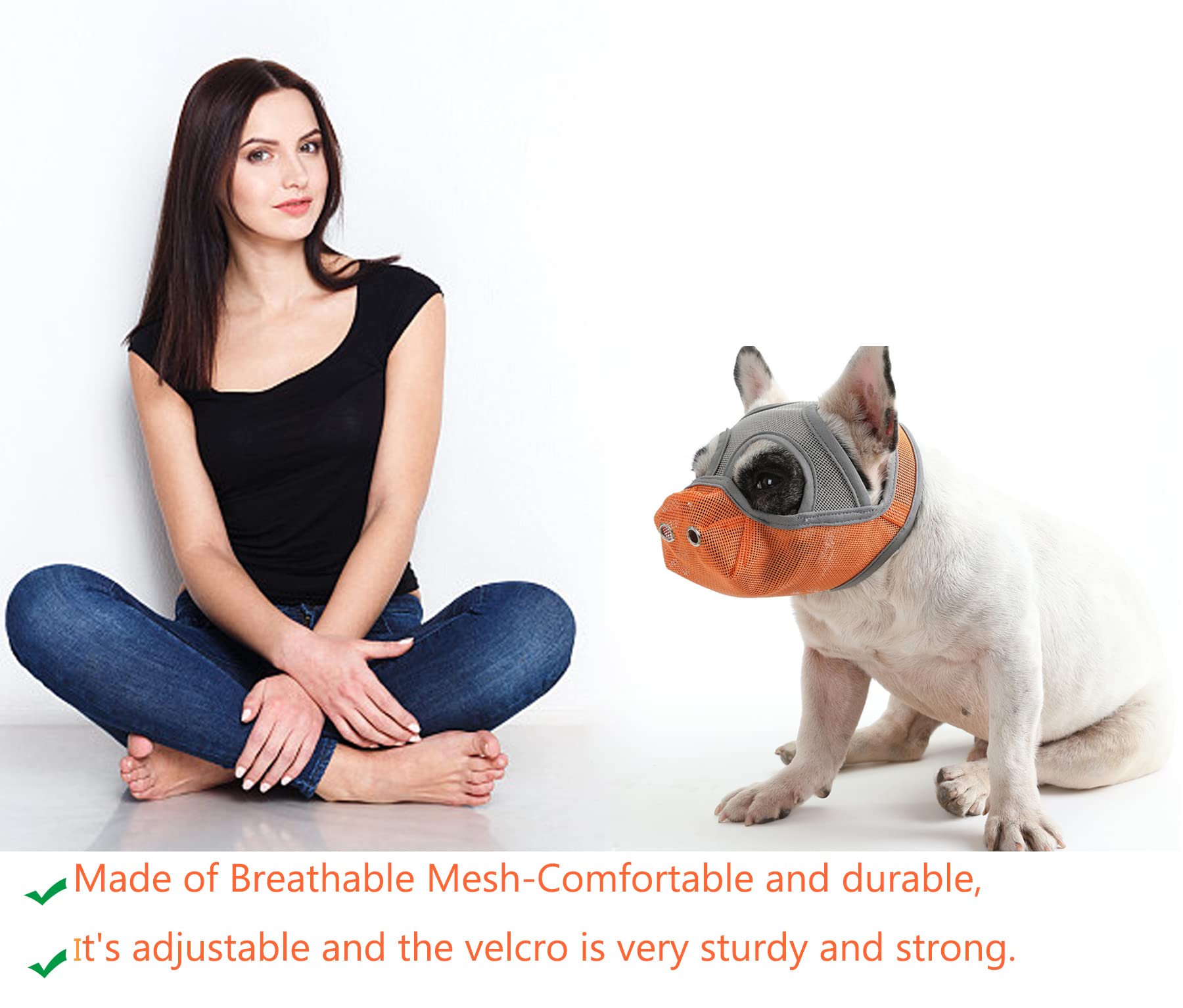 Cilkus Short Snout Dog Muzzles - Bulldog Muzzle Adjustable Breathable Mesh Can Stick Out Tongue And Drink Water Anti-Biting And