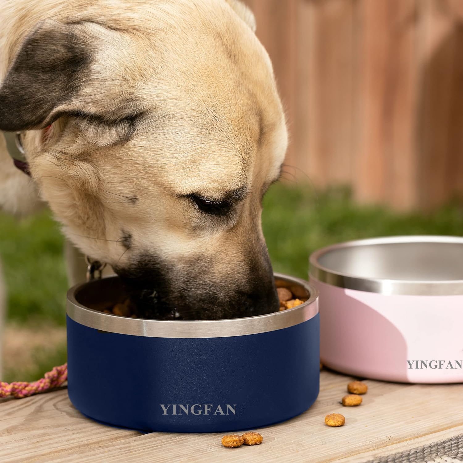 YINGFAN Stainless Steel Dog Bowls, 32 oz Metal Dog Bowls with Non-Slip Rubber Base, Durable Food and Water Bowl for Small, Mediu