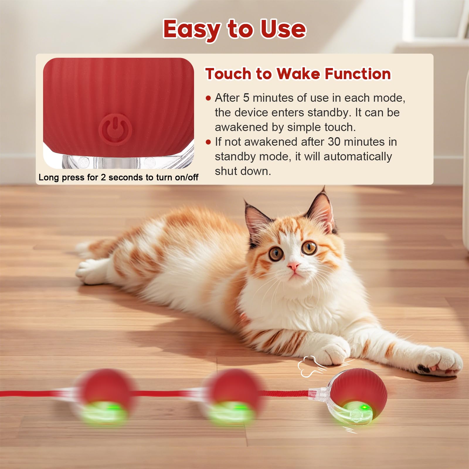 Utroni Interactive Dog & Cat Electric Active Toys, Smart Rolling Ball For Dogs & Cats, 360 Smart Automatic Rolling Pet Ball, Fas