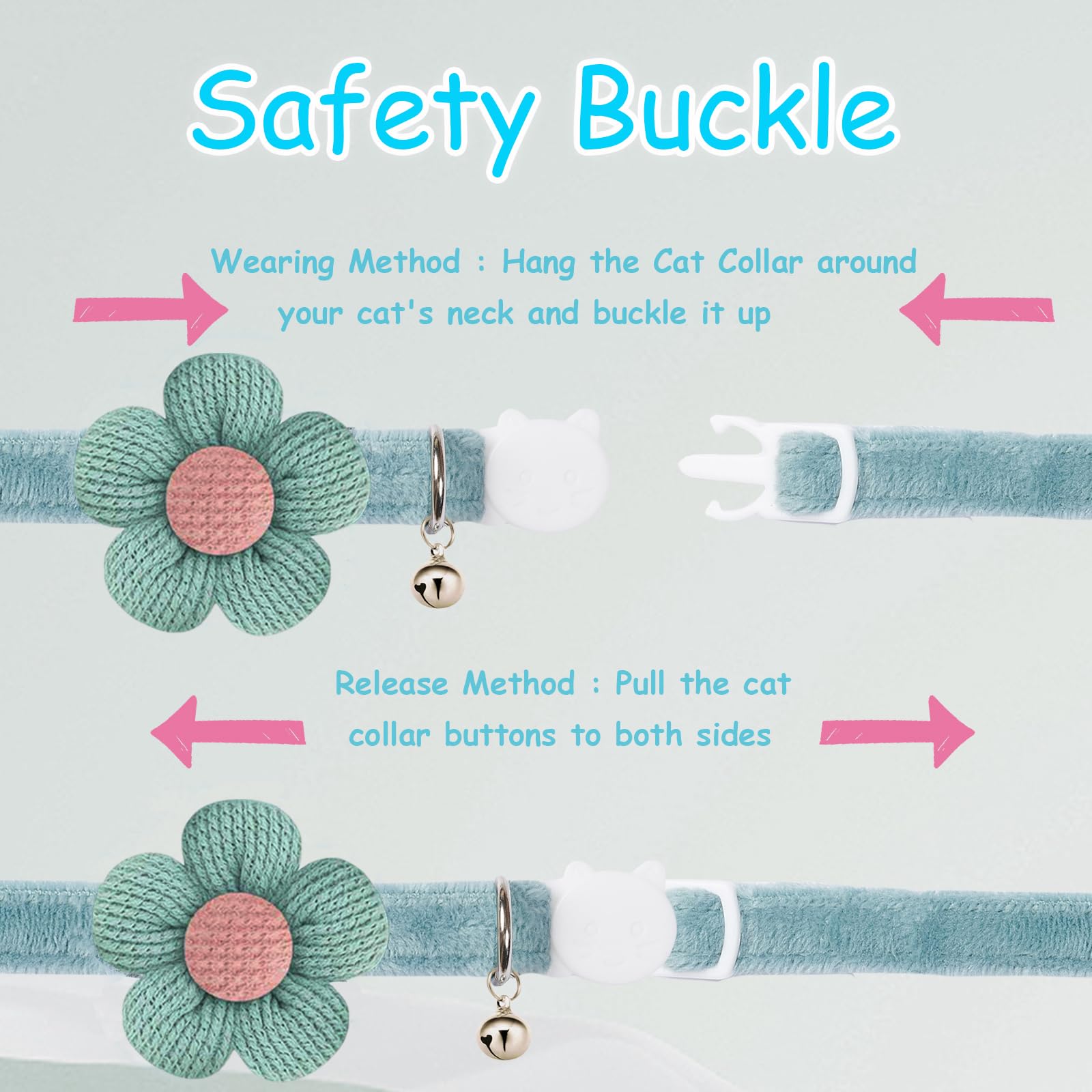 Breakaway Cat Collars With Bells, Muzieba Kitten Collar For Girl Boy Adjustable Safety Kitty Collars For Cats Puppy And Small Pe