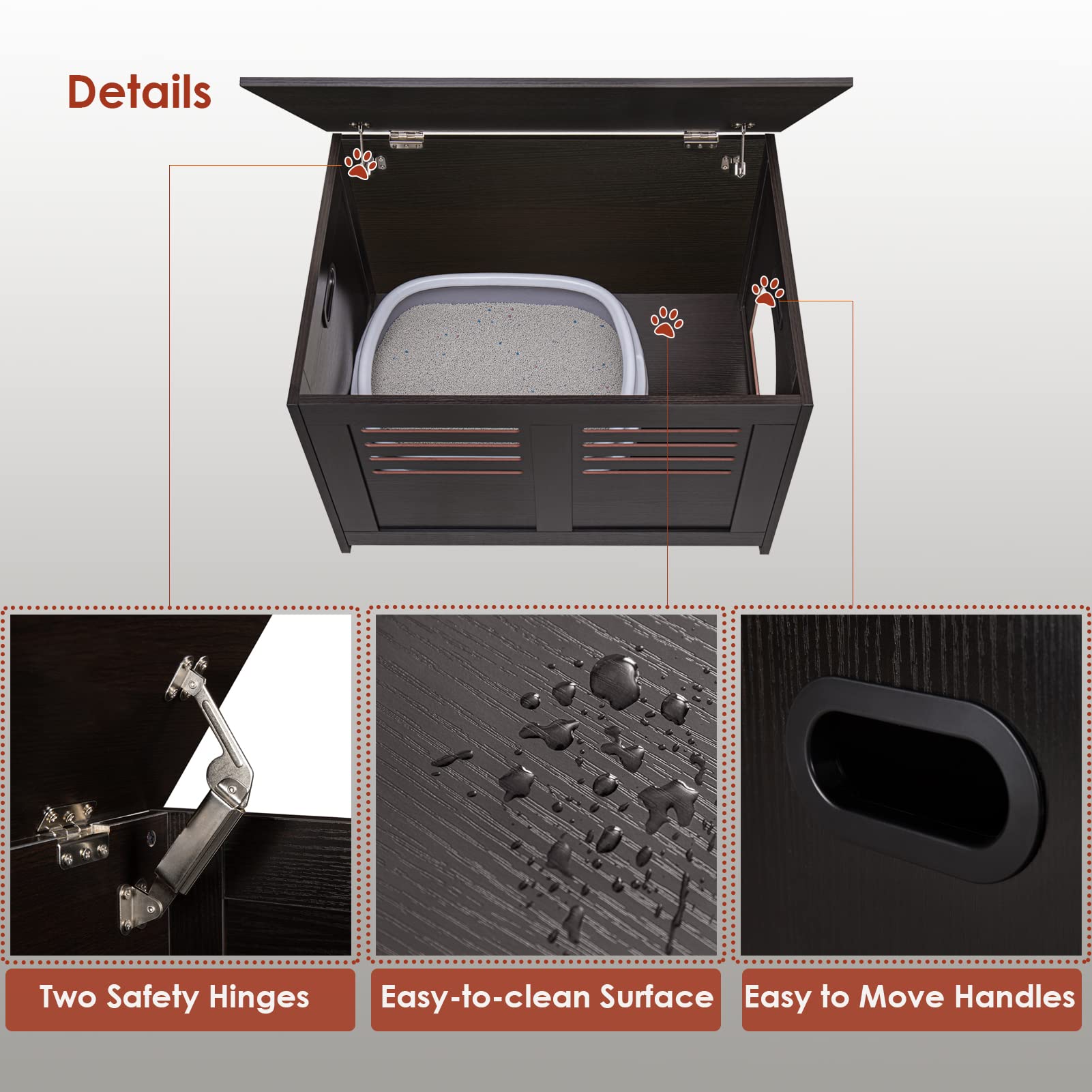 Dinzi Lvj Litter Box Enclosure, Flip Top Litter Box Furniture, Hidden Cat Washroom, Wooden Cat House, End Table, 31.5' L X 19.7