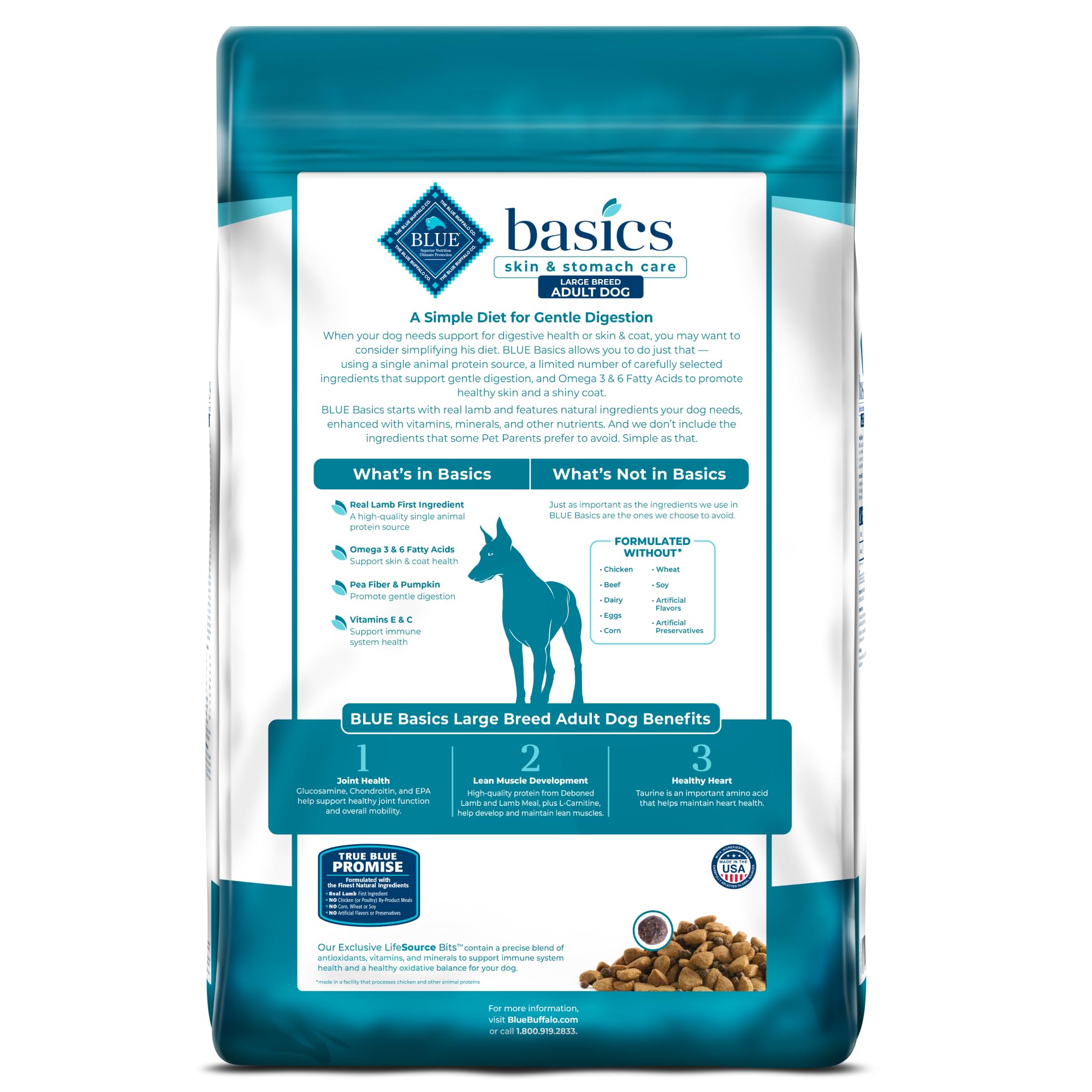 Blue Buffalo Basics Adult Large Breed Grain-Free Dry Dog Food for Skin & Stomach Care, Limited Ingredient Diet, Made in the USA