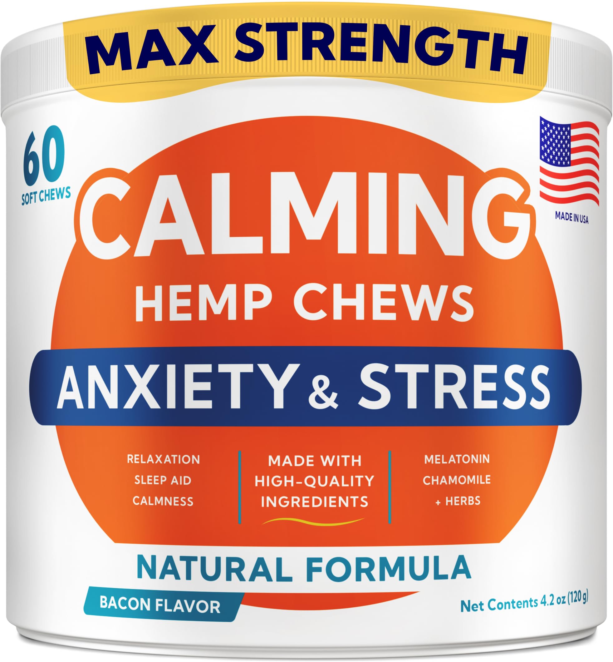 GOODGROWLIES Advanced Calming Chews for Dogs - Hemp Treat + Melatonin + Valerian - Relaxing Bites - Calming Care - Stress Relief