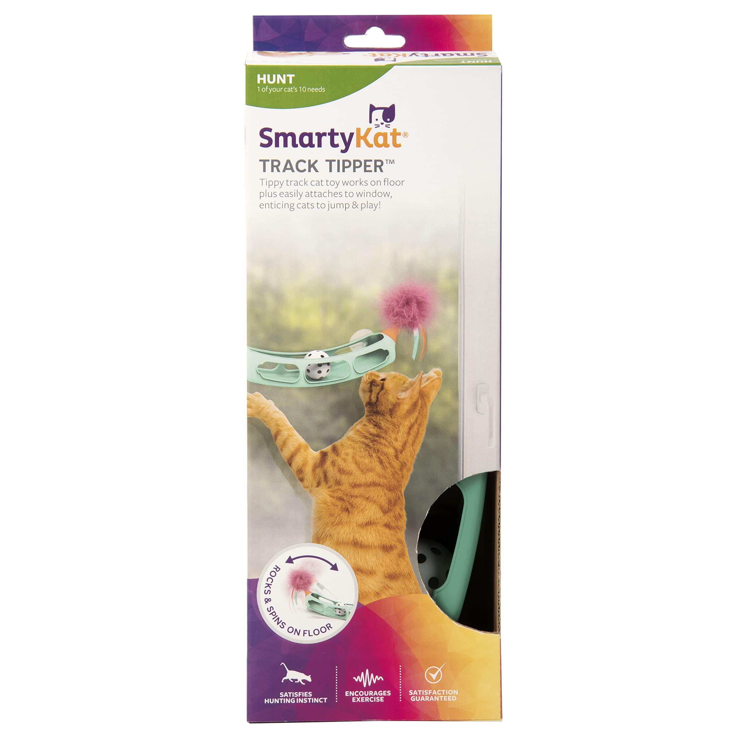 Smartykat Track Tipper Ball Track Cat Toy W/Suction Cup, Works On Floors & Windows - Blue, One Size