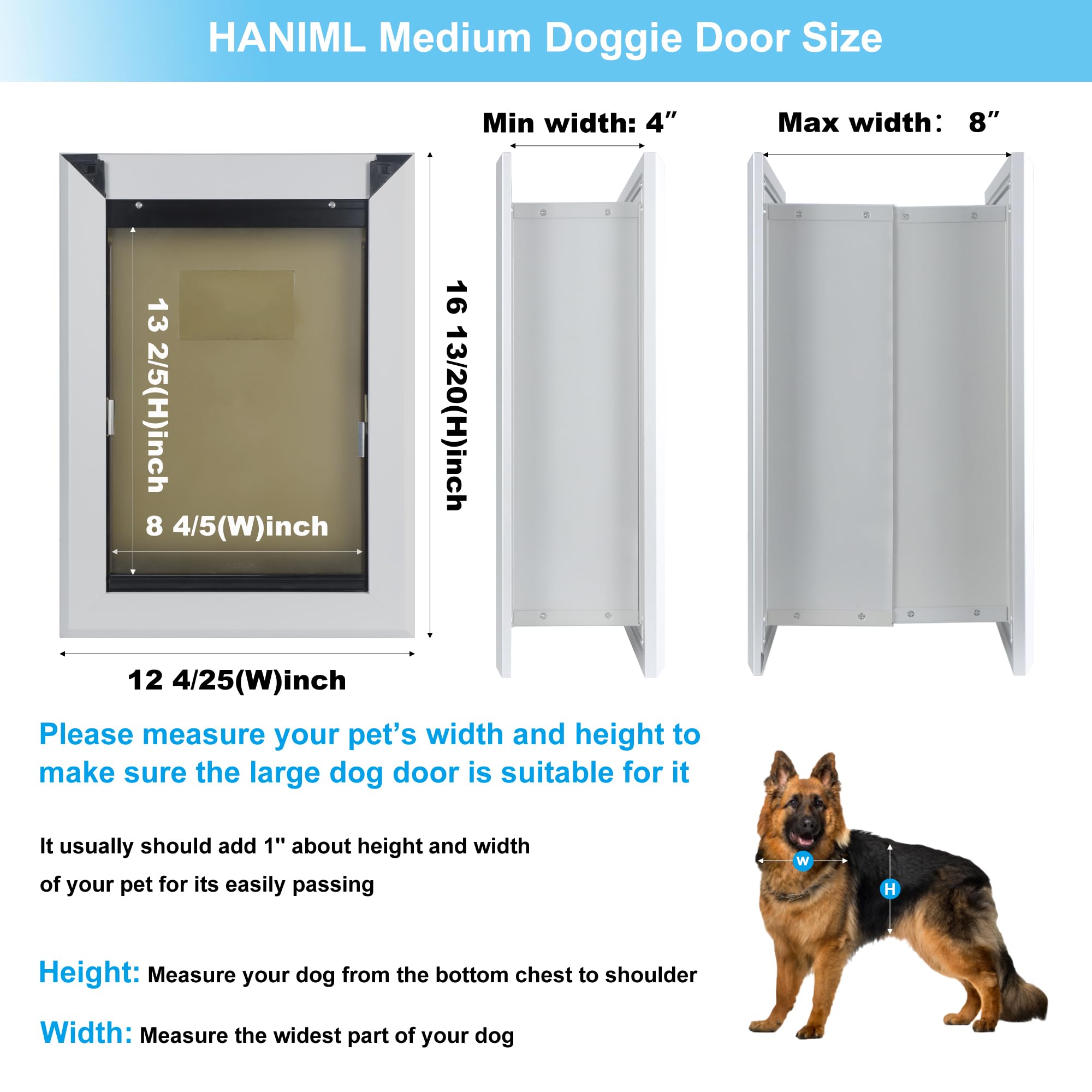 Haniml Aluminum Medium Dog Door For Interior Exterior Walls Heavy Duty Aluminum Doggy Door With Telescoping Tunnel Energy Effici
