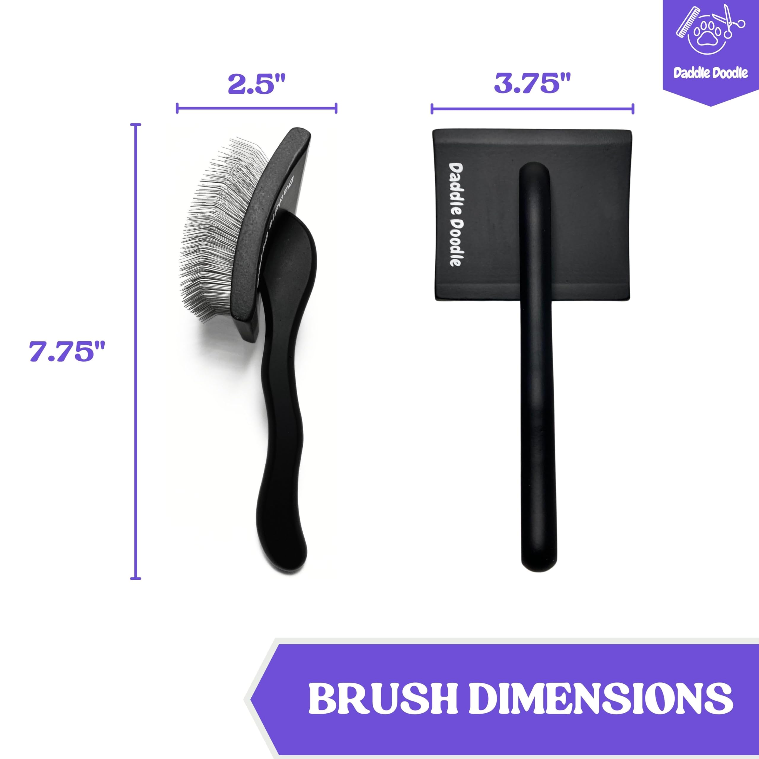 Daddle Doodle Dog Slicker Brush - Dog Grooming Brush Especially Designed For All Poodles And Doodle Mixes – Fluff, Style, Detangle, And Demat – Ergonomic Handle Design – Soft And Angled Brush Pins