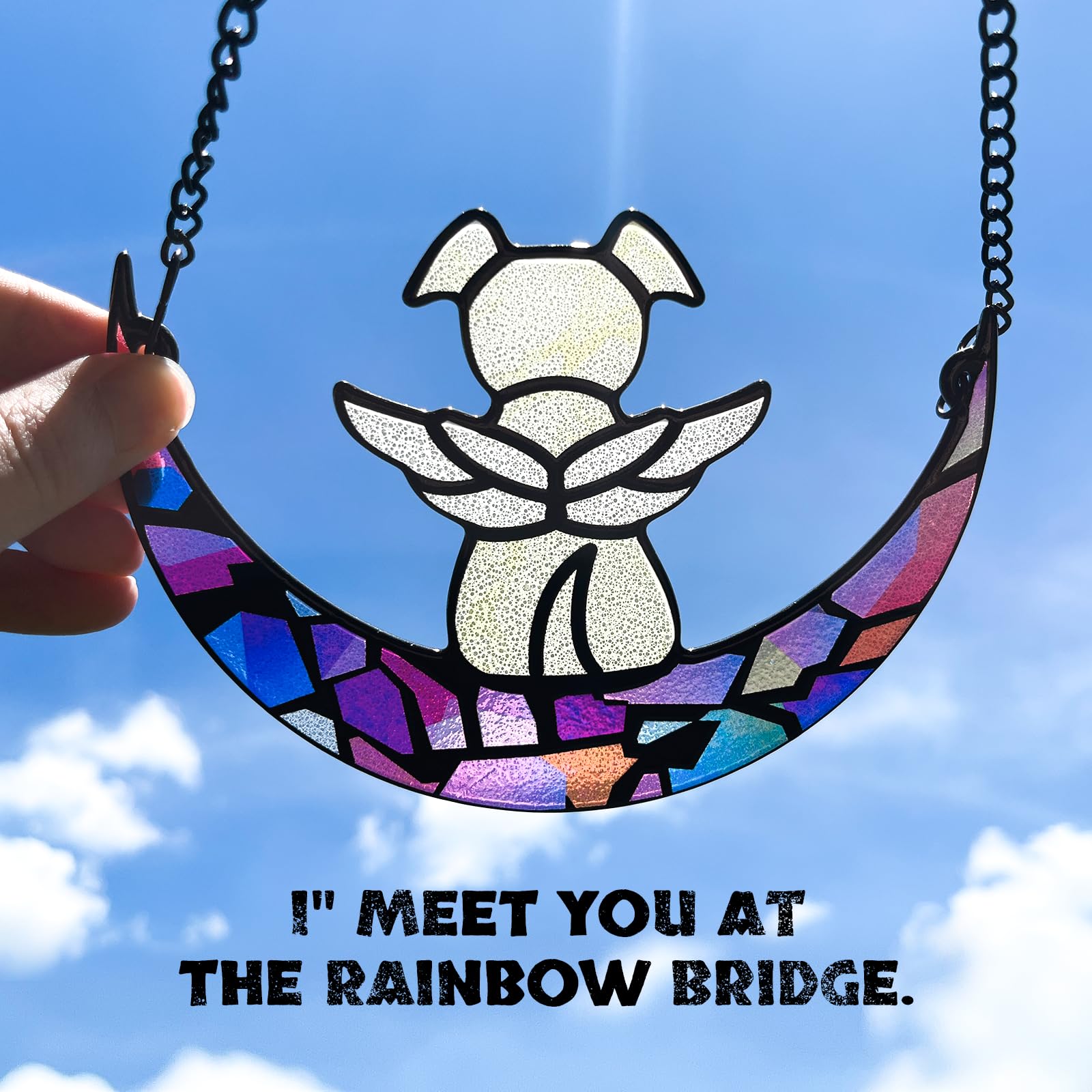 Leotrag Stained Glass Angel Window Hangings Suncatcher Dog Memorial Gifts For Loss Of Dog, Pet Memorial Gifts For Dogs, Loss Of
