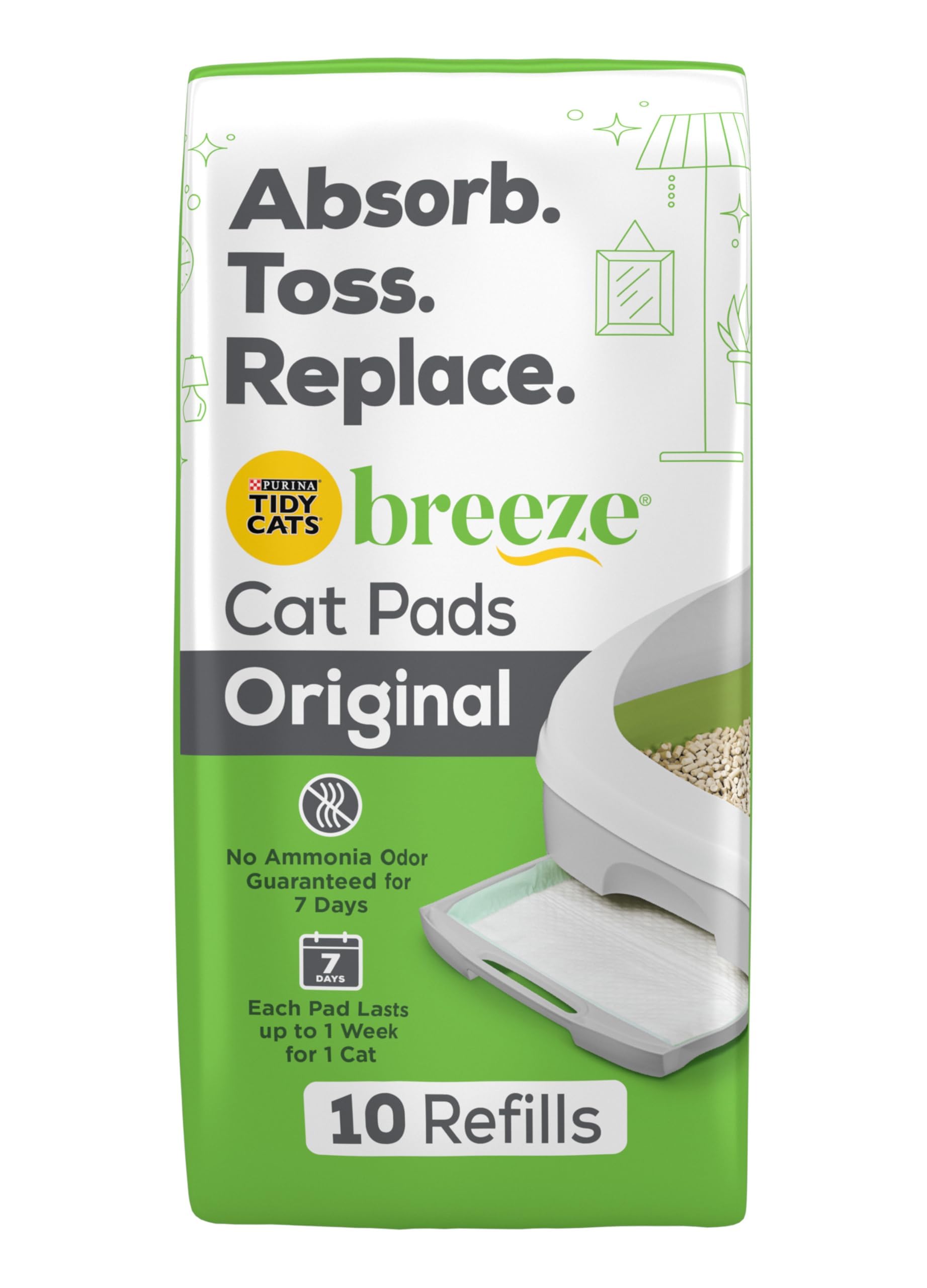 Tidy Cats Breeze Cat Pads Refill Variety Pack, 1 Original Refills, 1 Garden Grove Scent, 1 Spring Clean Scent Variety Pack
