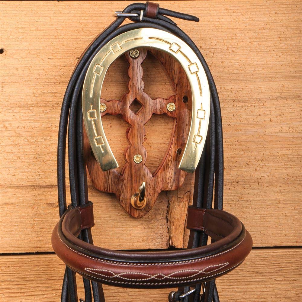 Tack Shack Of Ocala Wood With Brass Horseshoe Bridle Bracket