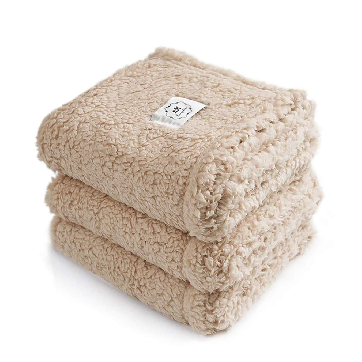 1 Pack 3 Calming Blankets Fluffy Premium Fleece Pet Blanket Soft Sherpa Throw For Dog Puppy Cat Beige Medium (30'' X20'')