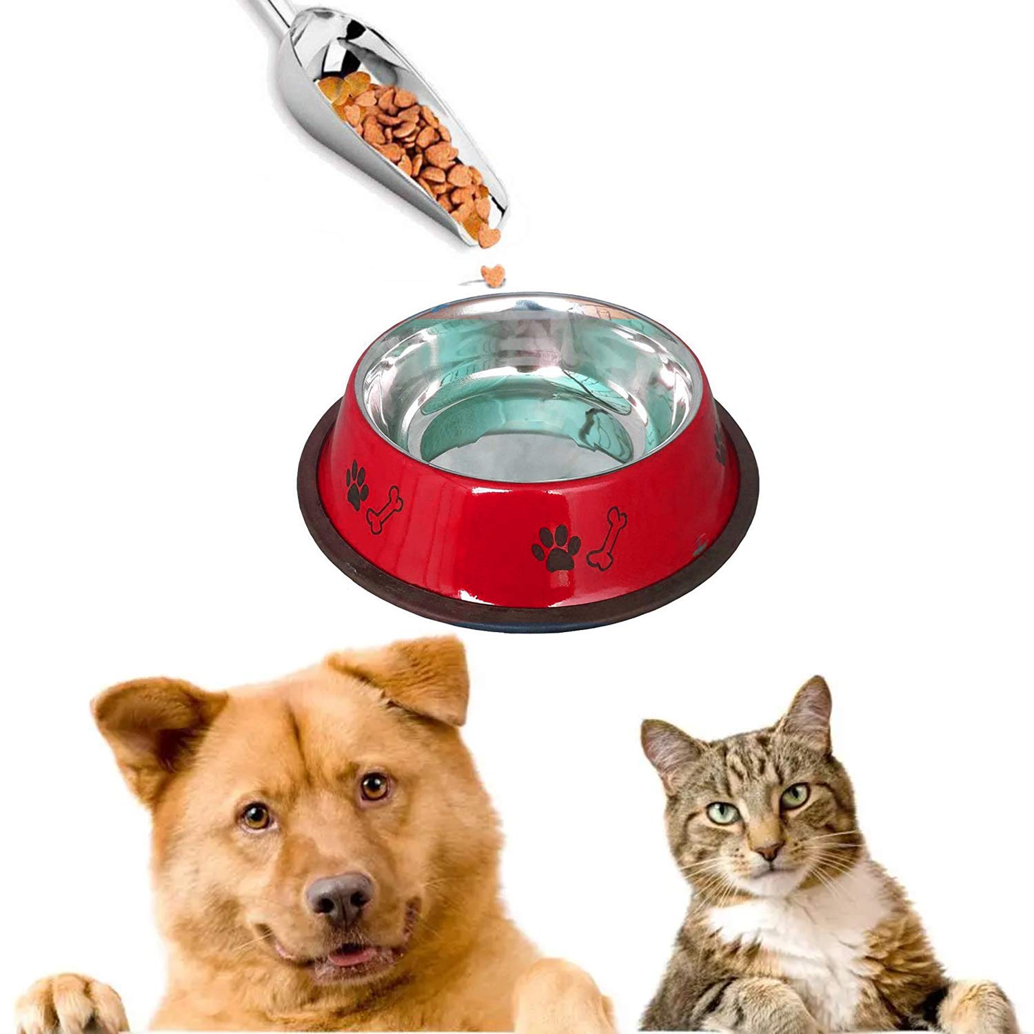 Sage Square Heavy Quality, Round Shape, Anti Skid, Stainless Steel Food/Drink Bowl For Dog/Cat/Other Pets (Medium Size) (Random 