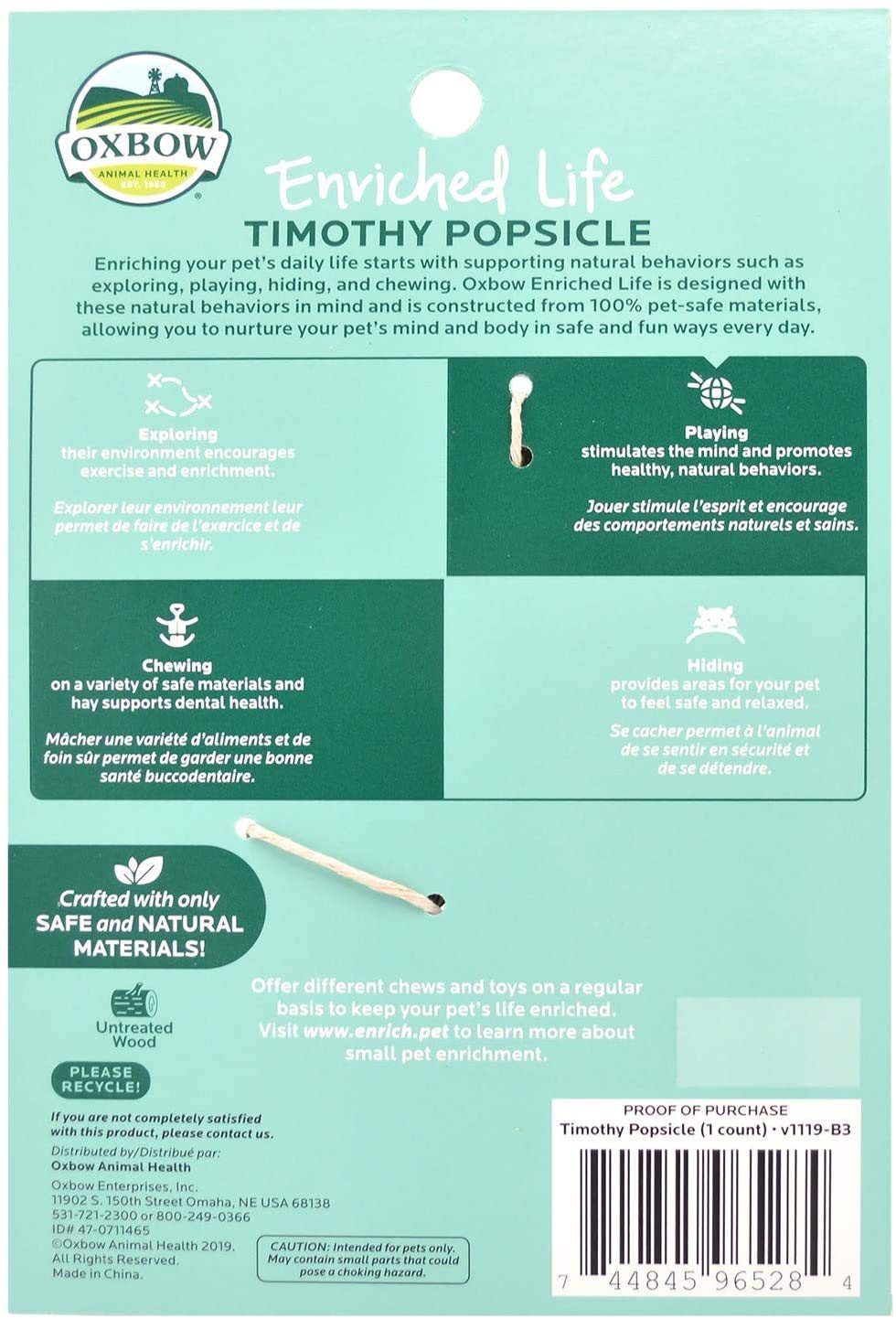 Oxbow 3 Pack Of Timothy Popsicle Small Pet Chew Toys, 7.4