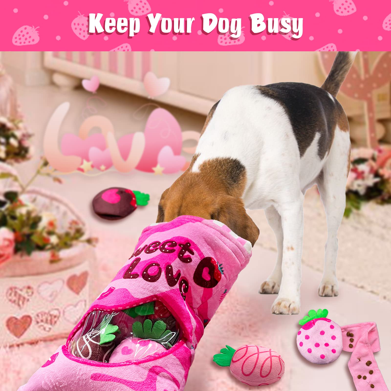 Lepawit Valentine 's Day Dog Toys, Squeaky Hide and Seek Dog Toy, Interactive Puzzle Dog Toys for Boredom and Stimulation, Valen