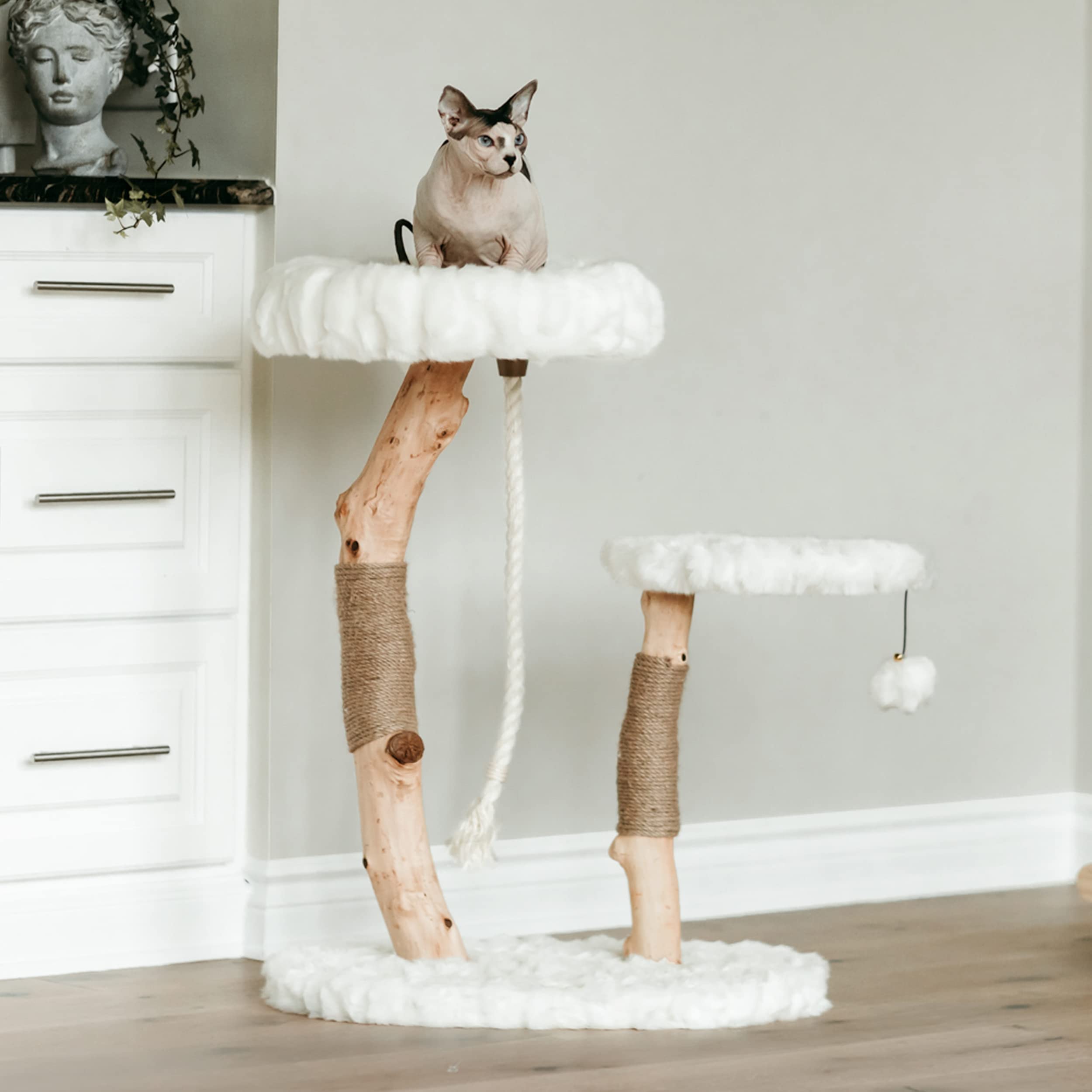 Mau Modern Cat Tree Tower, Natural Branch Cat Condo, Luxury Wood Cat Tower, Cat Scratching Tree, Cat Condo, Cat Lover Gift, Luxury Cat, Cat Gifts By Mau Lifestyle