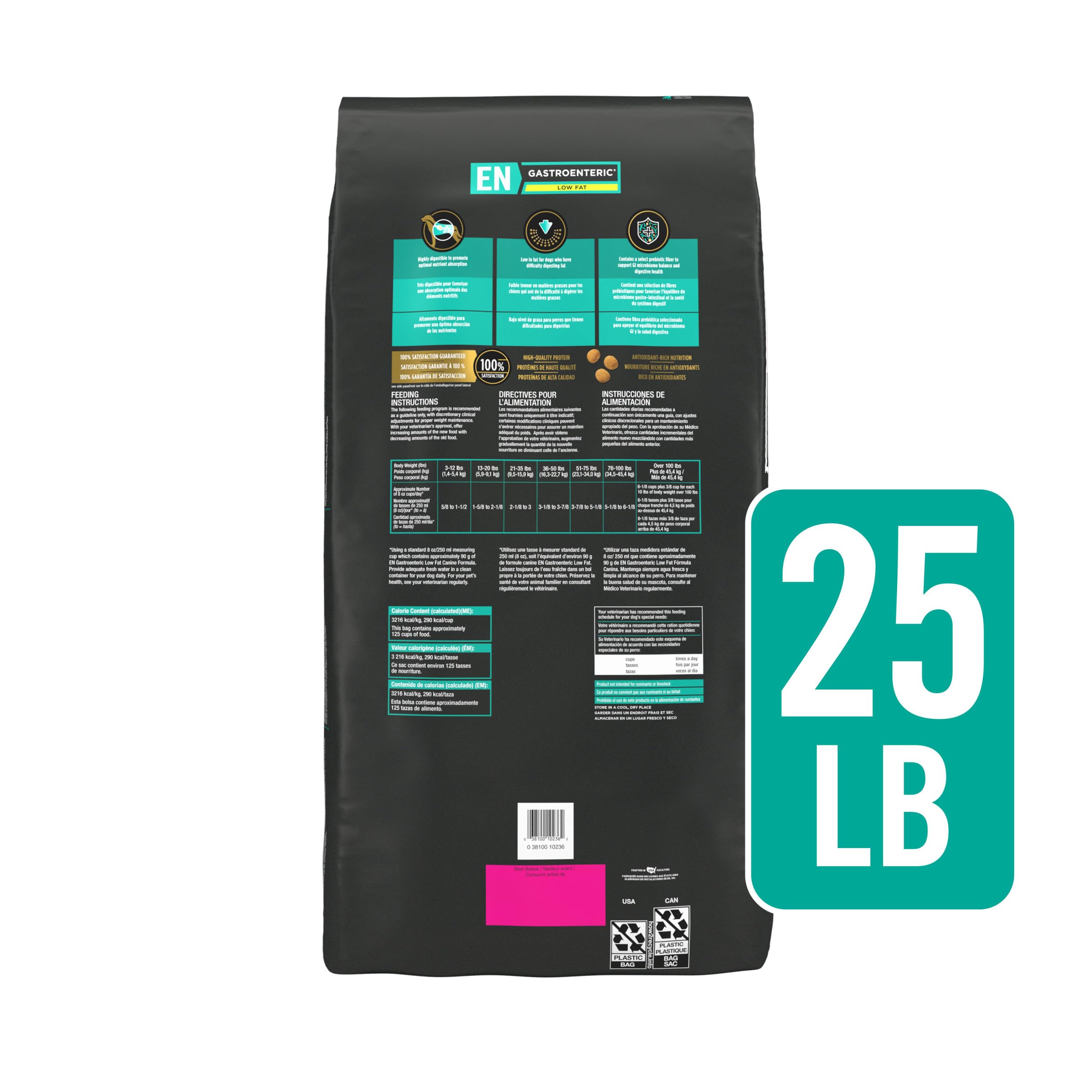 Purina Pro Plan Veterinary Diets EN Gastroenteric Low Fat Canine Formula Dog Food Dry Recipe - 25 lb. Bag