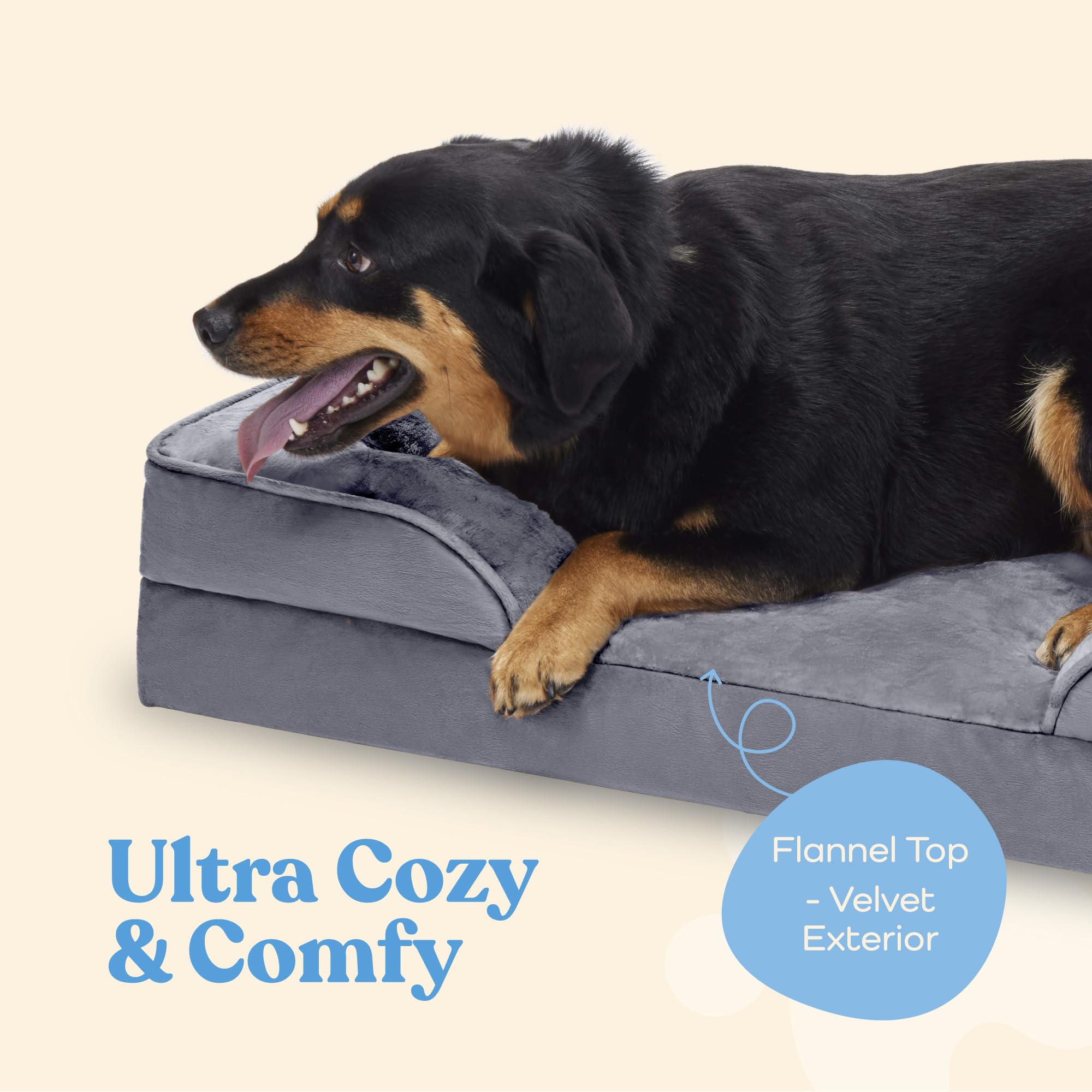 Orthopedic Sofa Dog Bed - Ultra Comfortable Dog Beds For Medium Dogs - Breathable & Waterproof Pet Bed- Egg Foam Sofa Bed With Extra Head And Neck Support - Removable Washable Cover & Nonslip Bottom.