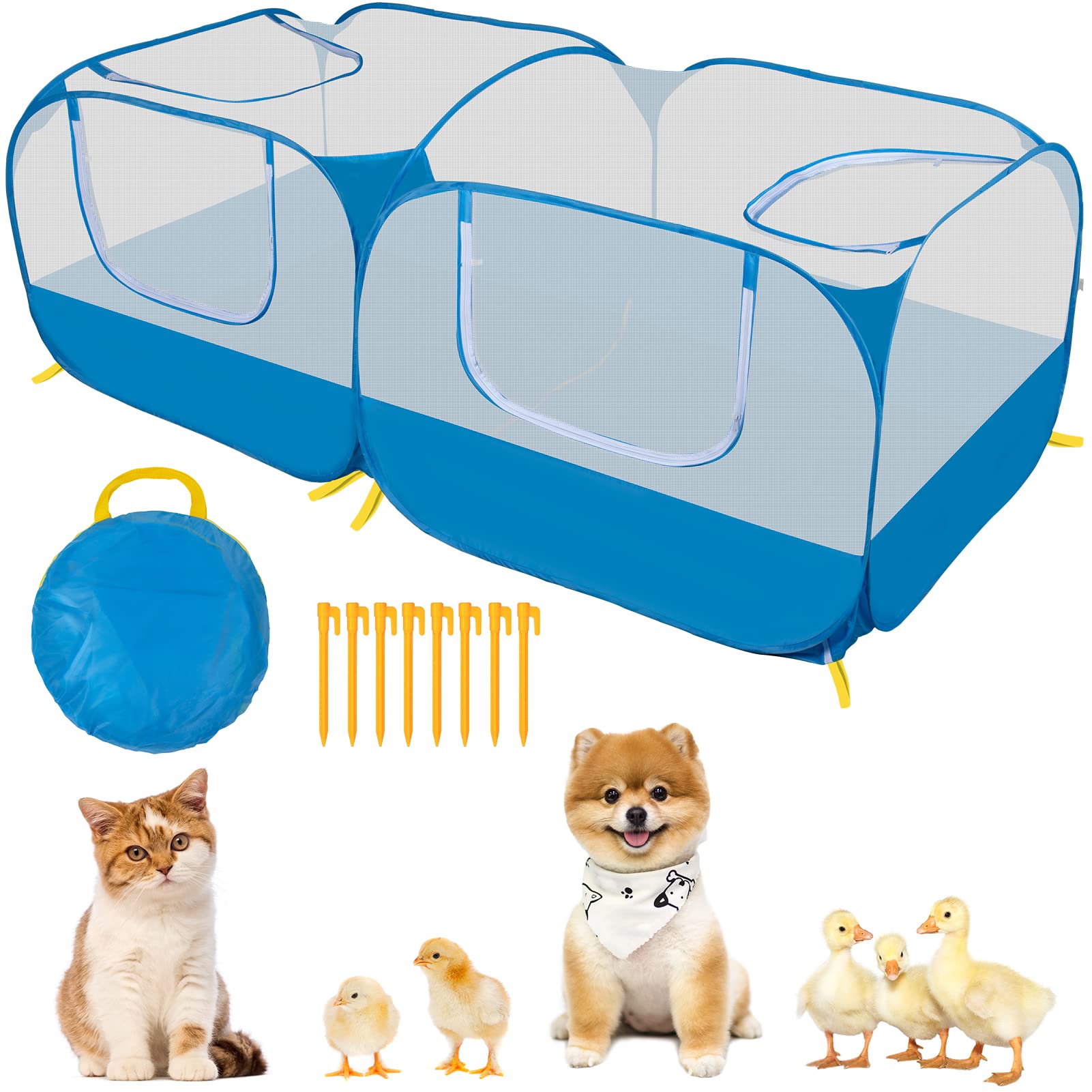 Small Animals Playpen With Detachable Bottom, Breathable Mesh Walls, Portable Indoor/Outdoor Pet Cage Tent For Rabbits, Puppies,