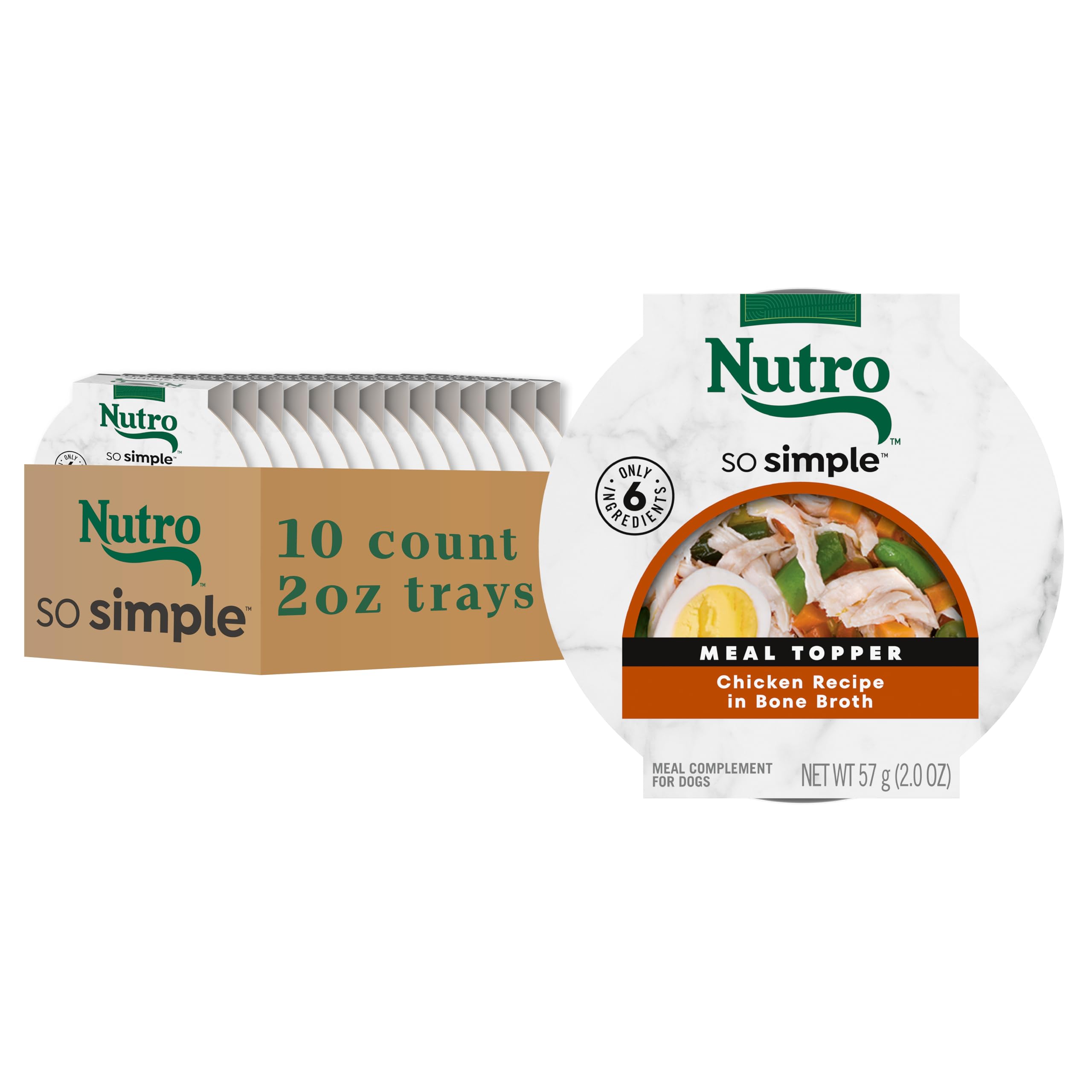Nutro So Simple Wet Dog Meal Complement Chicken Recipe in Bone Broth, 2 oz Trays (10 Count, Pack of 1)