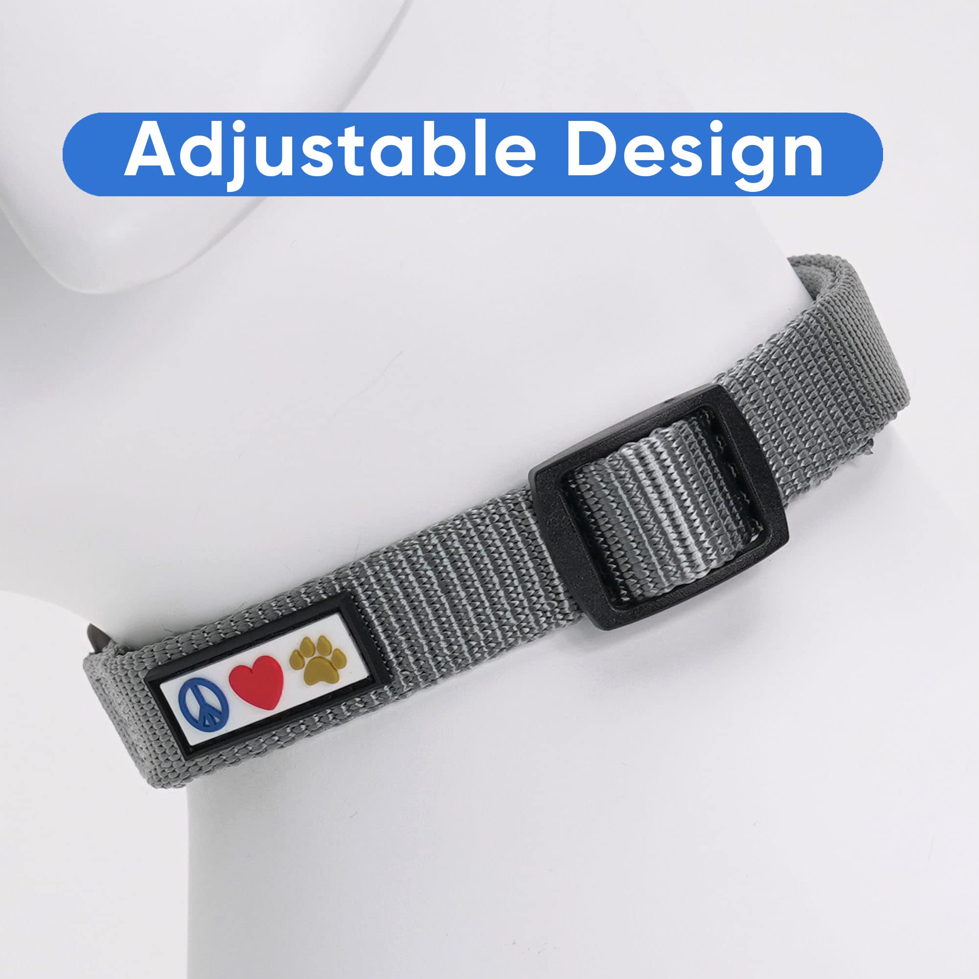 Pawtitas Dog Collar For Large Dogs Adjustable Dog Collar Heavy Duty Waterproof Collars For Dogs With Quick-Release Buckle - Grey