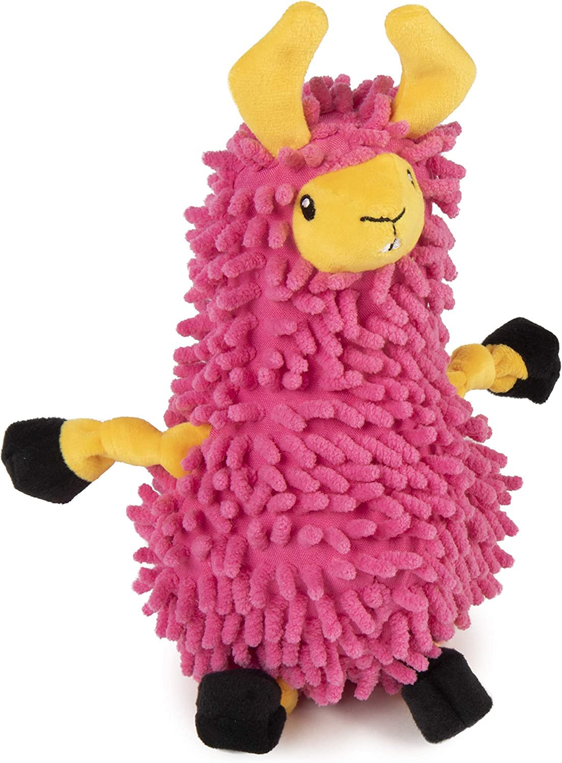 Godog Llamas Noodle Squeaky Plush Dog Toy, Chew Guard Technology - Pink, Small
