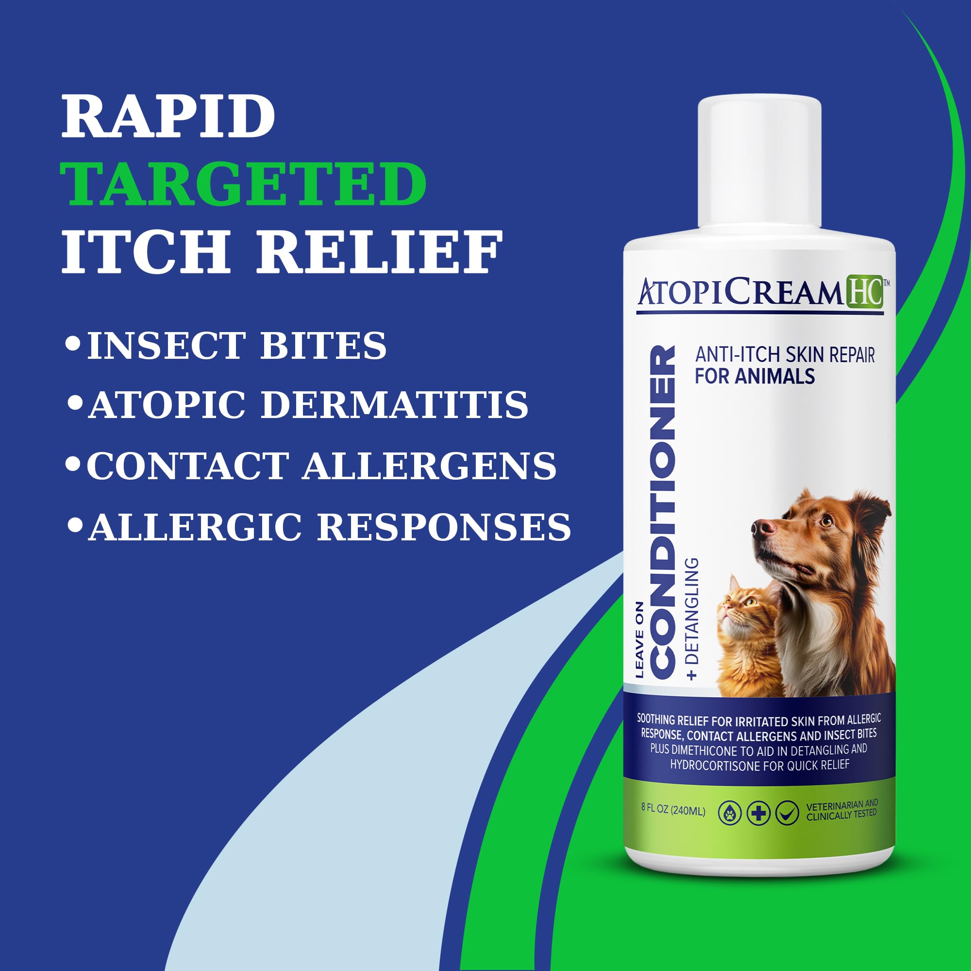 VetriMAX AtopiCream HC 1% Hydrocortisone Conditioner for Dogs - 8 oz Itch Relief for Dry, Itchy Skin and Allergies