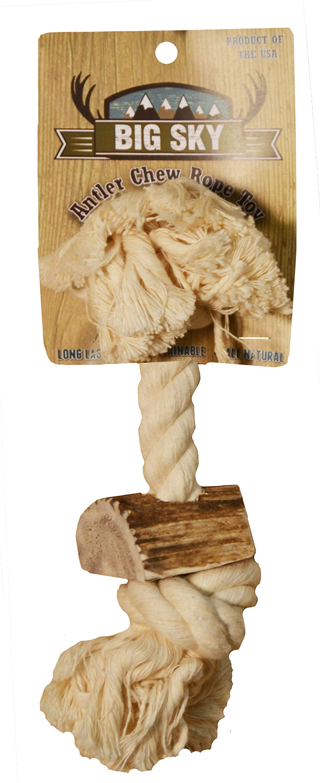 Scott Pet 5/8' X 8' 1 Piece Rope Toy With Antler, Small, White