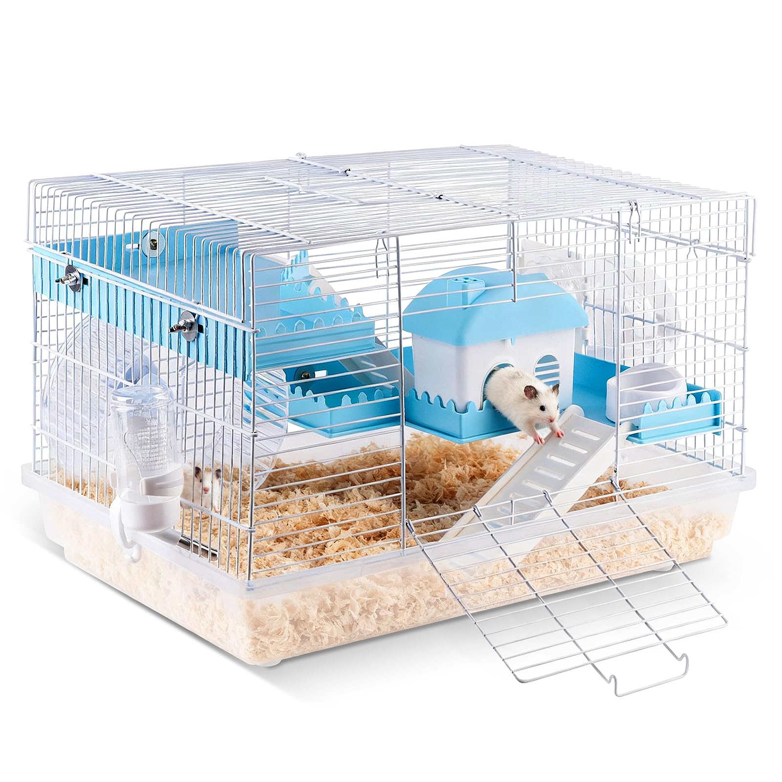 Kalolary 3-Levels Dwarf Hamster Cage, Small Hamster Habitat Chew-Proof Metal Carrier Travel Cage Gerbil Mice Rat Mouse Home with