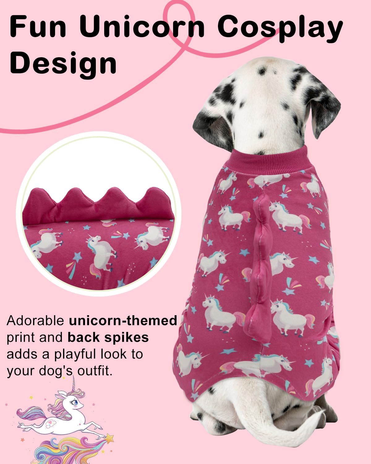 Cutebone Unicorn Costume Dog Pajamas, Stretchy Spandex Crystal Velvet Sleepwear Coat For Small Dogs, Soft & Warm Pet Outfit Clot