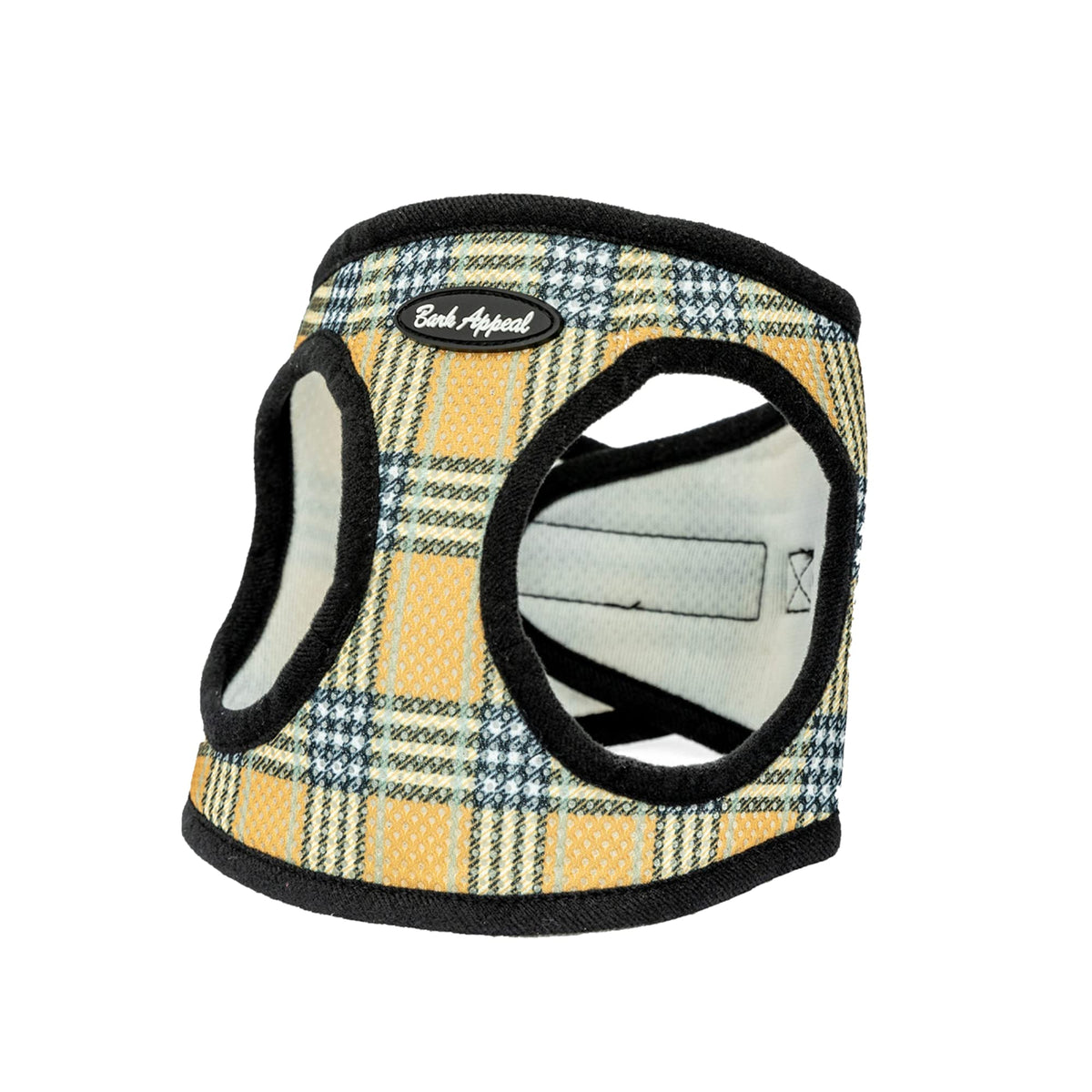 Bark Appeal Step-In Dog Harness, Mesh Step In Dog Vest Harness For Small & Medium Dogs, Non-Choking With Adjustable Heavy-Duty Buckle For Safe, Secure Fit - (Large, Tan Plaid)