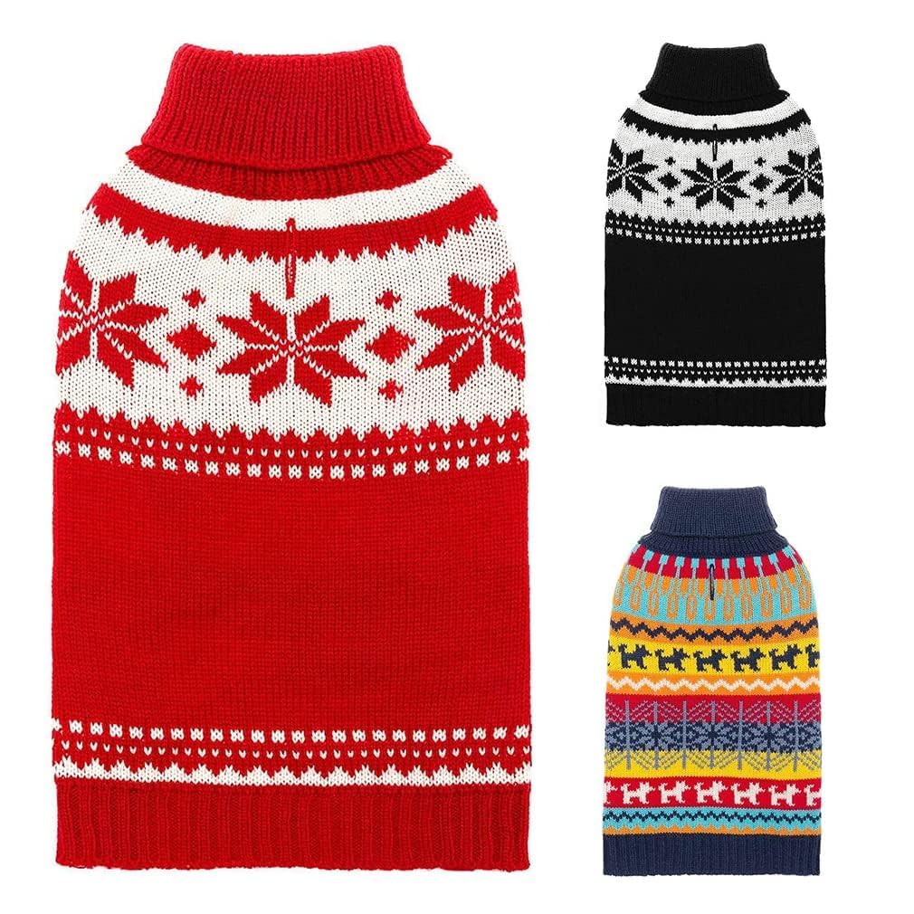 Mihachi Dog Sweater - Winter Coat Apparel Clothes With Colorful Stripes For Cold Weather Medium