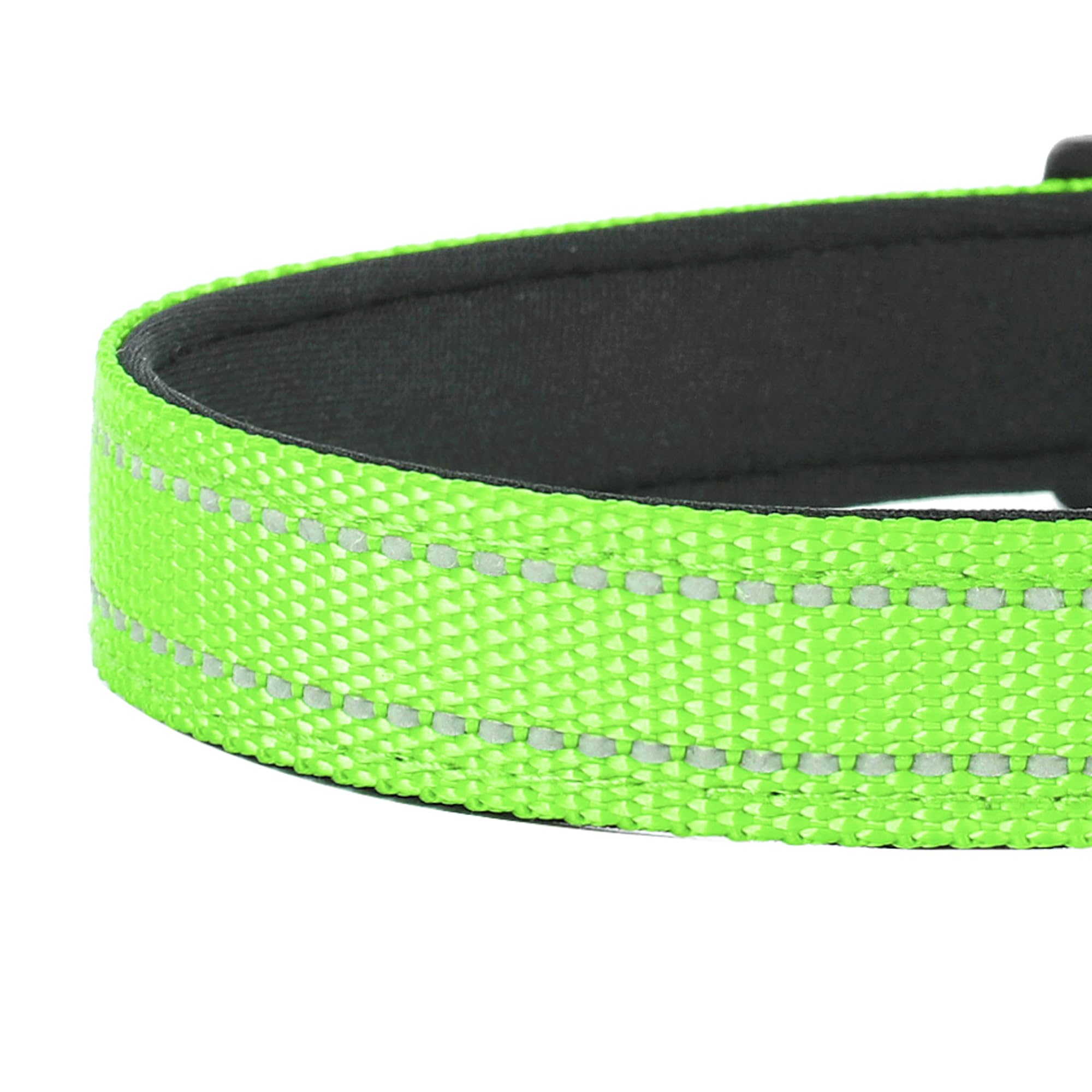 Pwod Reflective Dog Collar, Adjustable Soft Neoprene Padded Nylon Pet Collars With Buckle For Medium Dogs, Green,M