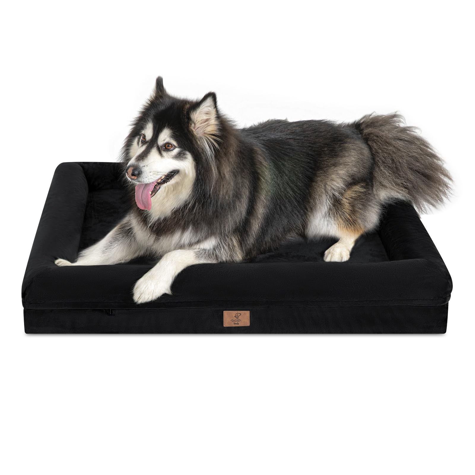 Yiruka Xlarge Dog Bed, Black Orthopedic Dog Bed, Waterproof Dog Bed With Removable Cover, 4-Sides Removable Bolster Dog Soft Sofa Bed With Nonskid Bottom, Washable Dog Beds For Large Dogs