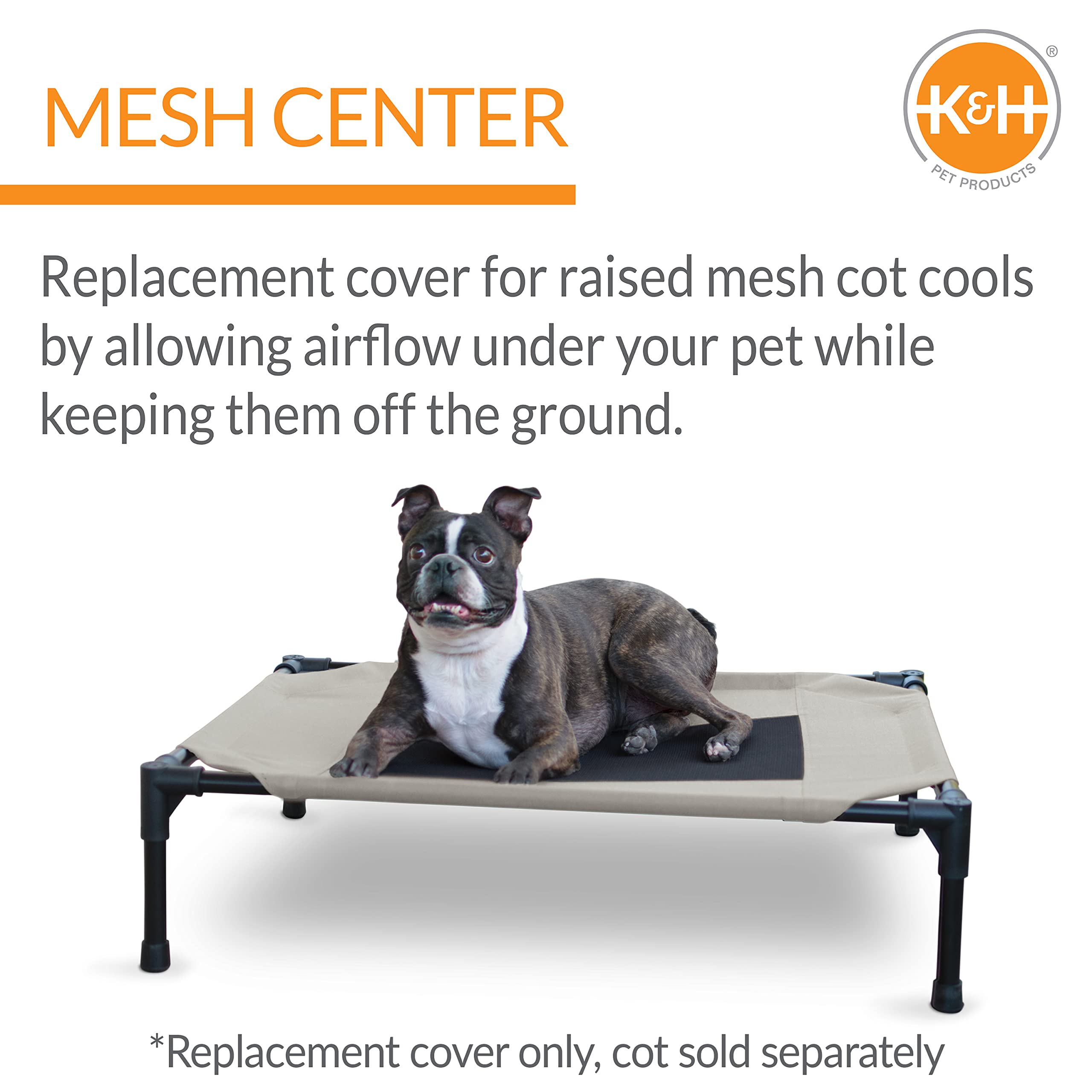 K&H Pet Products Original Pet Cot Replacement Cover (Cot Sold Separately) Taupe/Black Medium 32 X 25 Inches