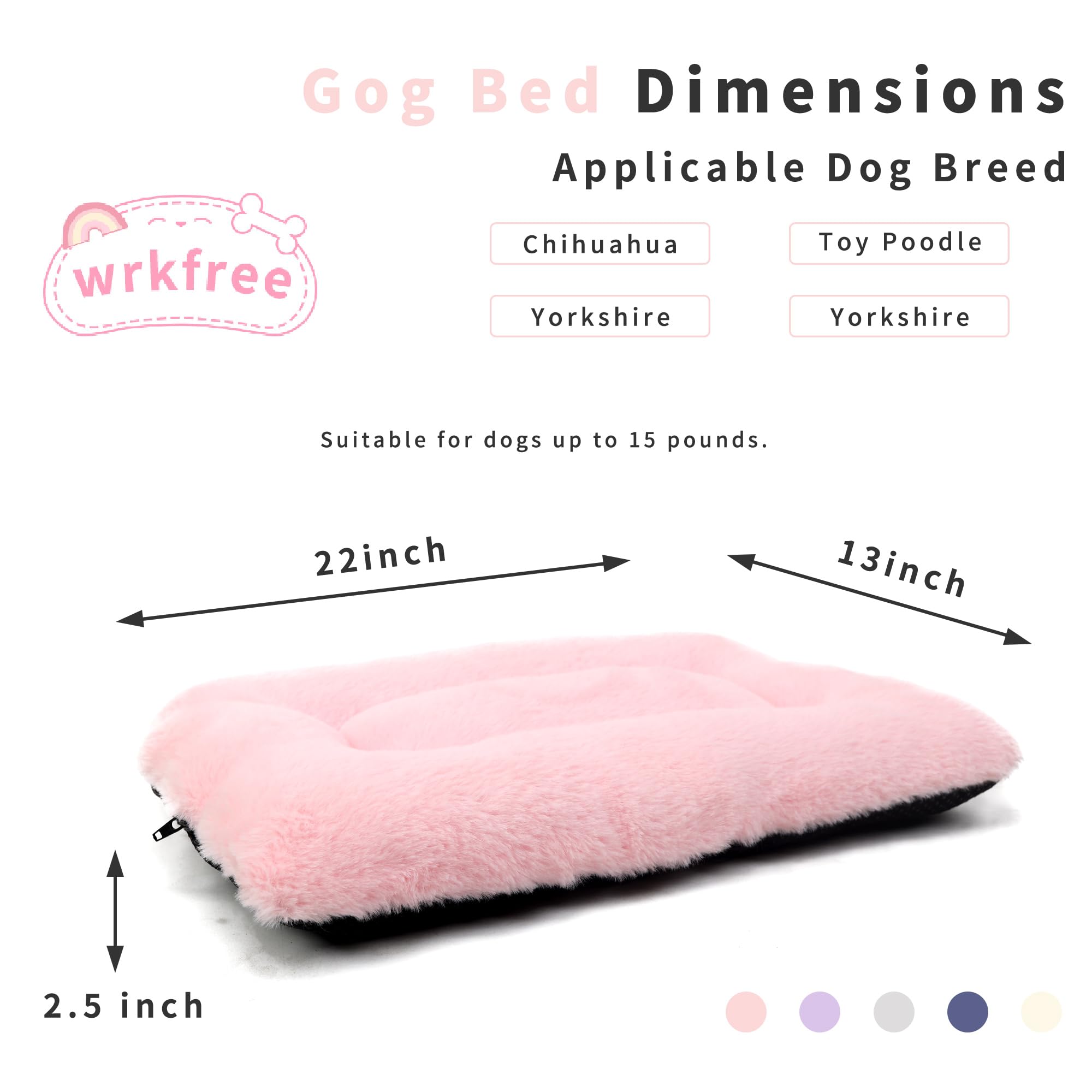 Wrkfree Dog Crate Bed 22 Inch Ultra Soft Pet Bed Washable Crate Mat For Toy Dogs Breed And Indoor Cat Ideal For Dog Crates 22 X