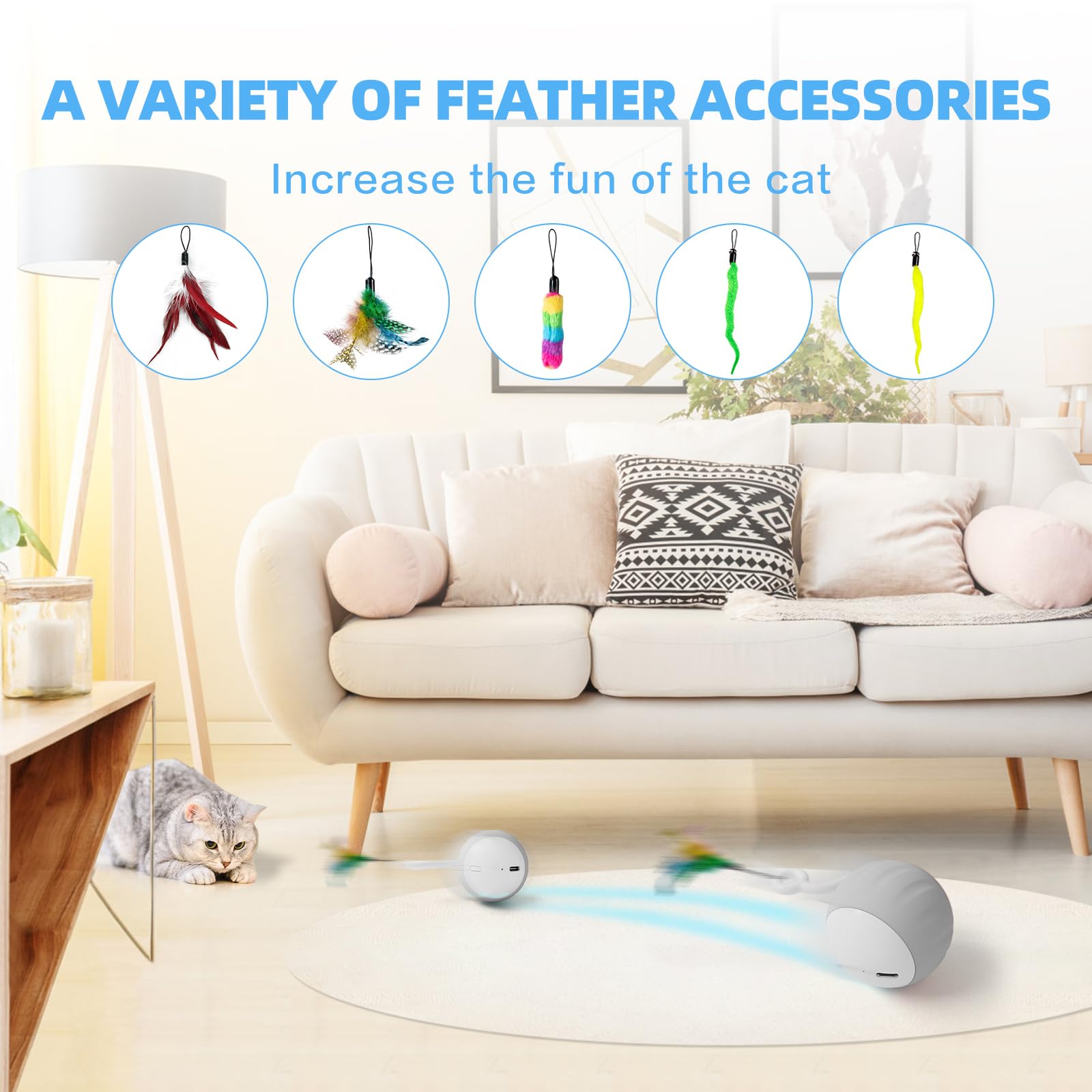 Cat Toys Interactive For Indoor Cats, Touch & Sound Smart Control - Fast Slow 2 Speed Motion Activated Cat Ball Toy For Bored Ca