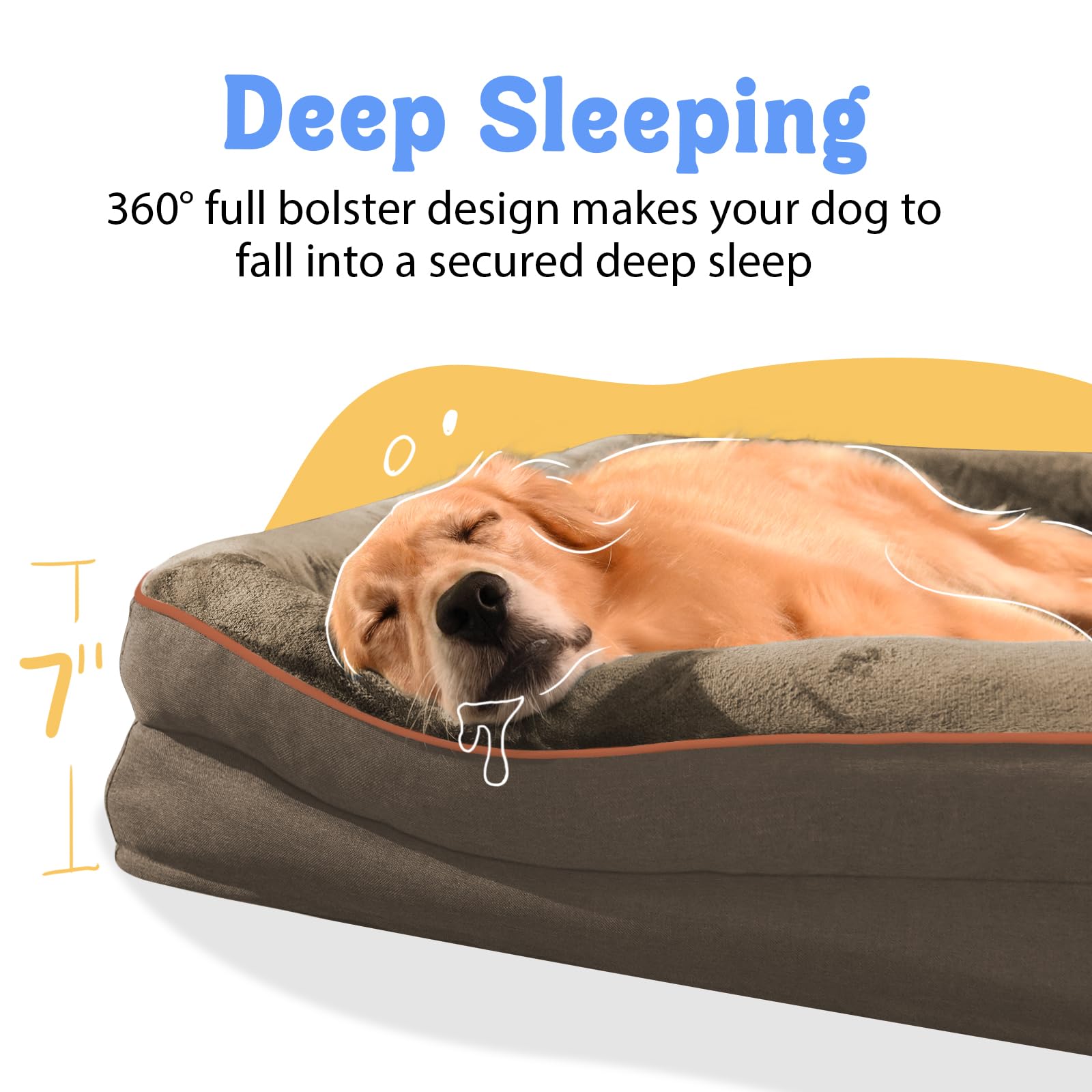 Orthopedic Xl Large Dog Bed - Removable Bolster & Waterproof Washable Cover For Pet Big Dogs Bed Extra Large Dog Beds With Foam