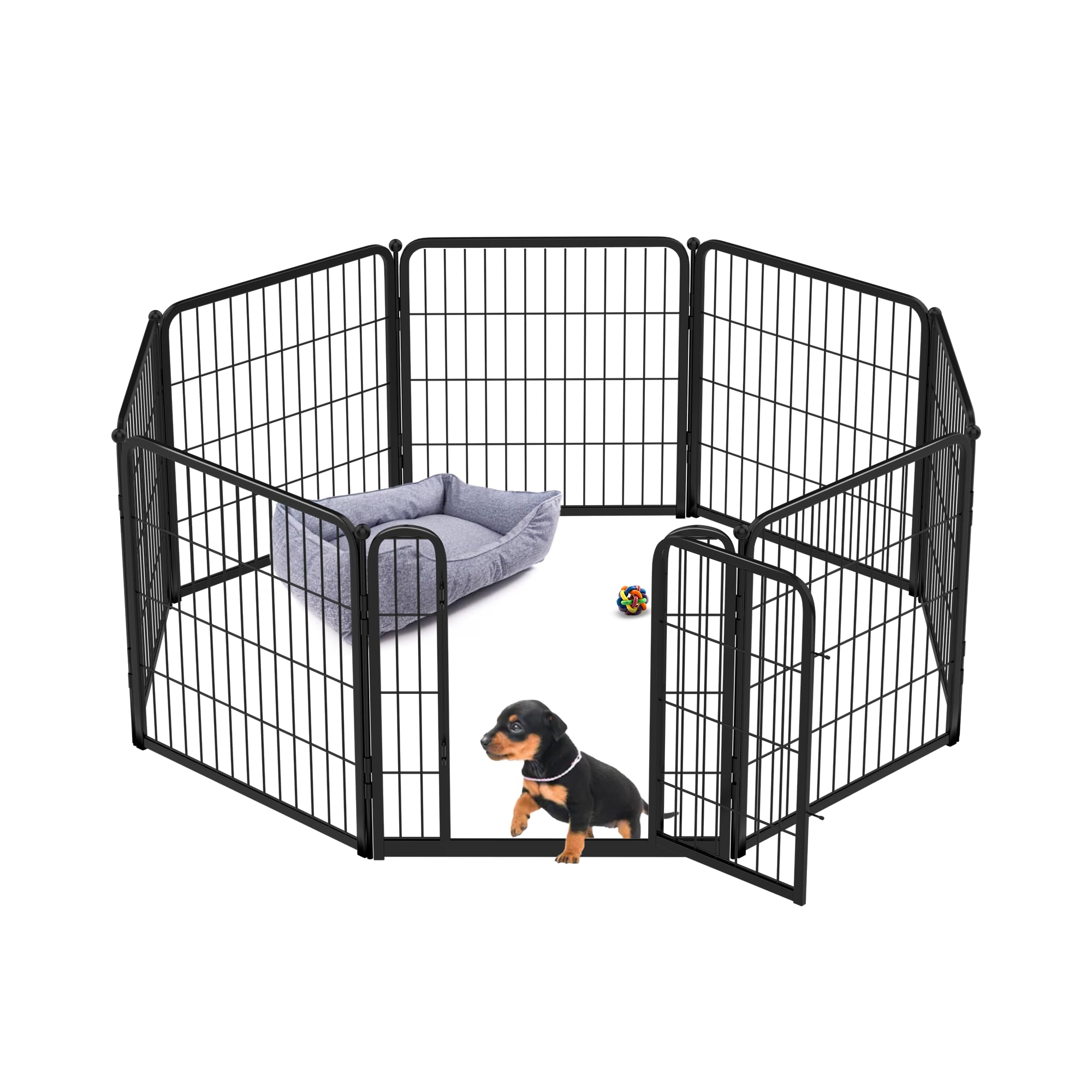 Fxw Homeplus Indoor Dog Playpen - Stress-Free And Safe Play, 24 Inch 8 Panels For Puppy And Small Dogs, Black│Patented