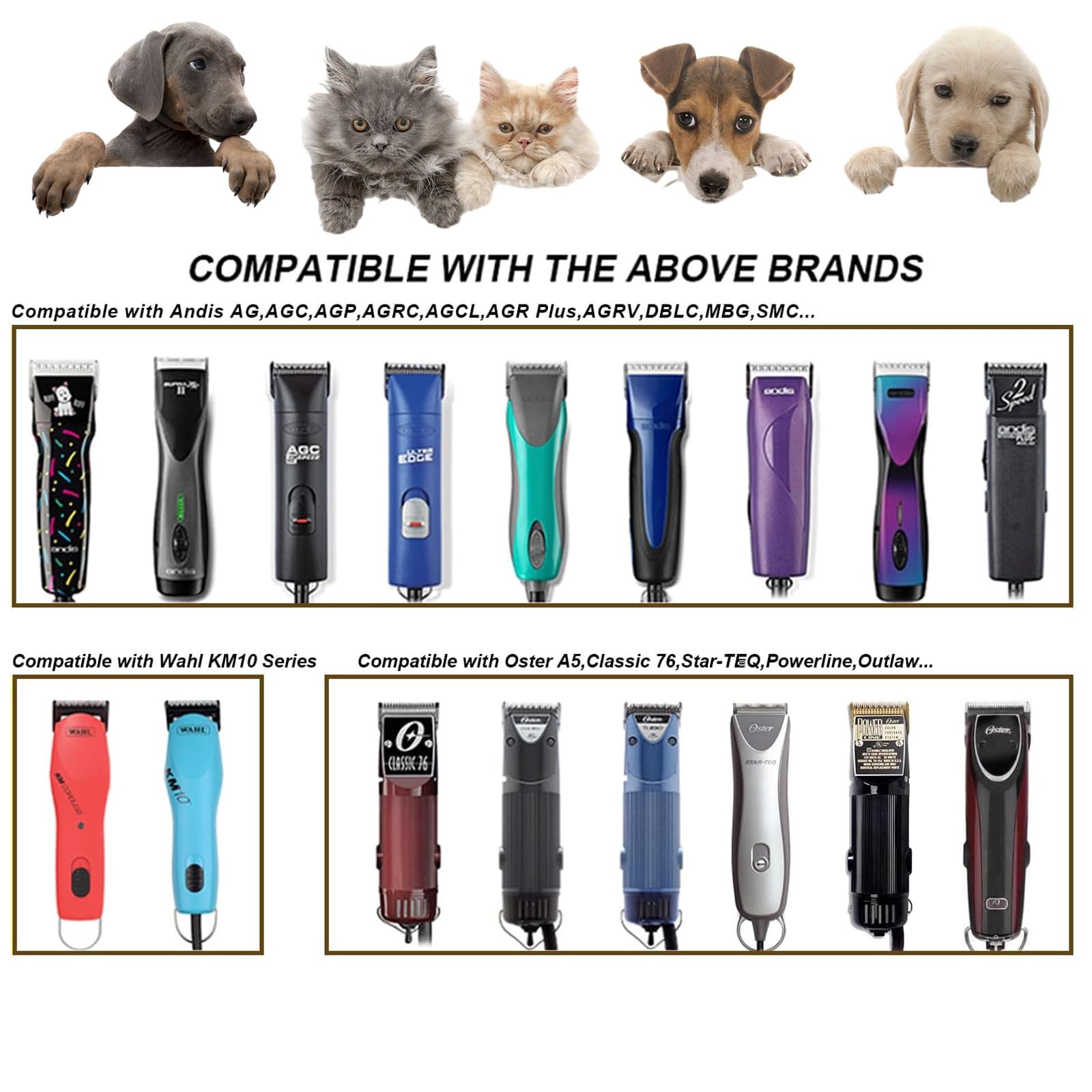 10 Blades Dog Grooming Blades Compatible with Andis/Oster A5/Wahl KM-10 Series Dog Clippers,Detachable Clipper Replacement Blade