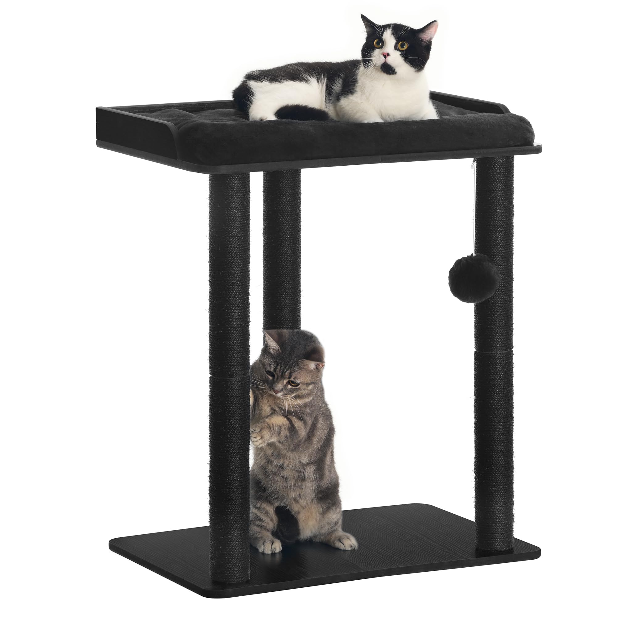 FourFurPets 26.7in Cat Tree Tower Condo, Cat Scratch Posts for Indoor Cats, Big Plate, Three 23.6in Full Sisal Scratching Posts,