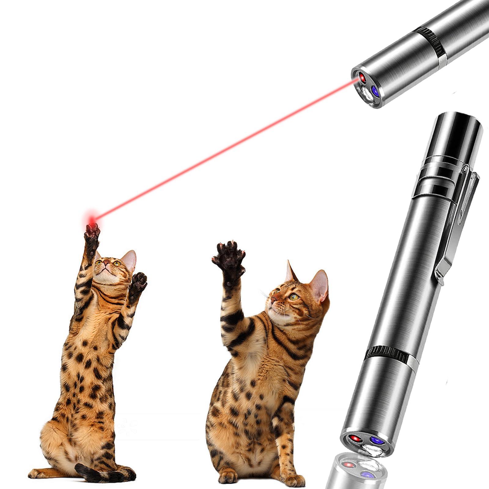 Tefire Laser Pointer Cat Toys With Torch And Money Detectorbuilt-Inbattery Usb Charging 7 Modes To Choose From For Teasing And Interacting With Your Pet