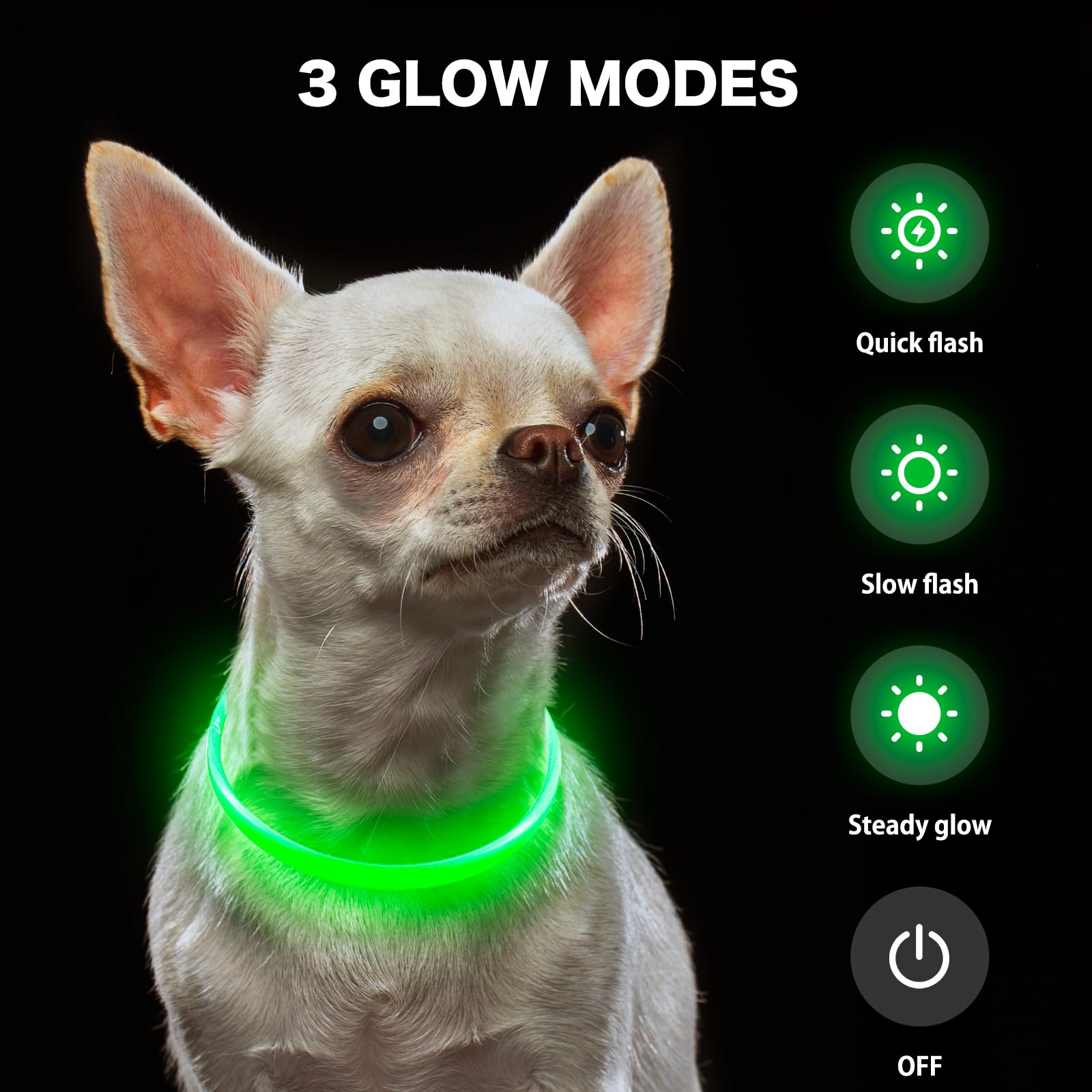 Bseen Light Up Dog Collar, Rechargeable Led Puppy Collar Waterproof Glowing Pet Collar Tpu Cuttable Lighted Dog Collar For Small Medium Large Dogs (Xs- Green(40Cm))