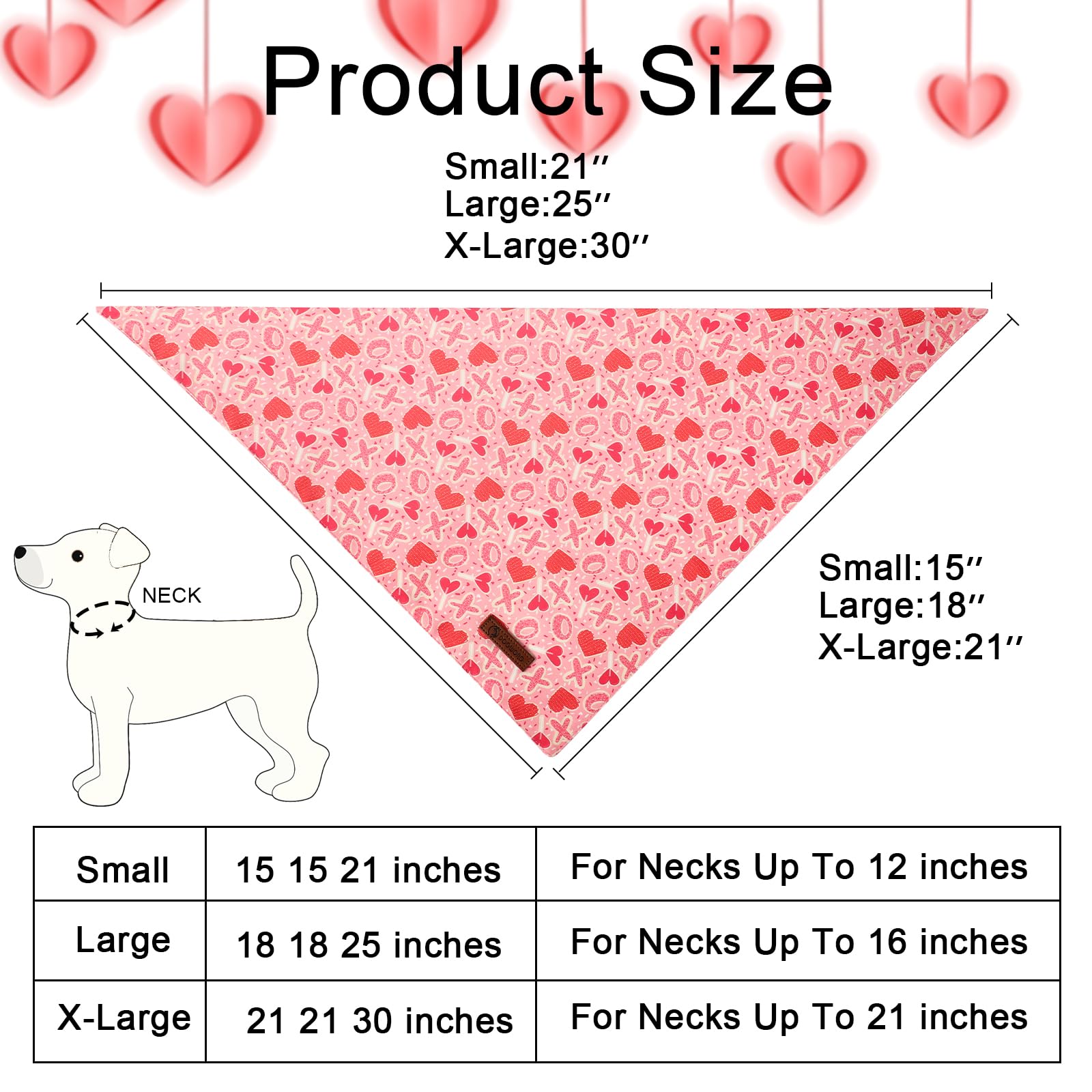 Dogwong Valentine'S Dog Bandanas 2 Pack, Cute Triangle Reversible Love Heart Pet Scarf Durable Girl Boy Holiday Bandana For Smal