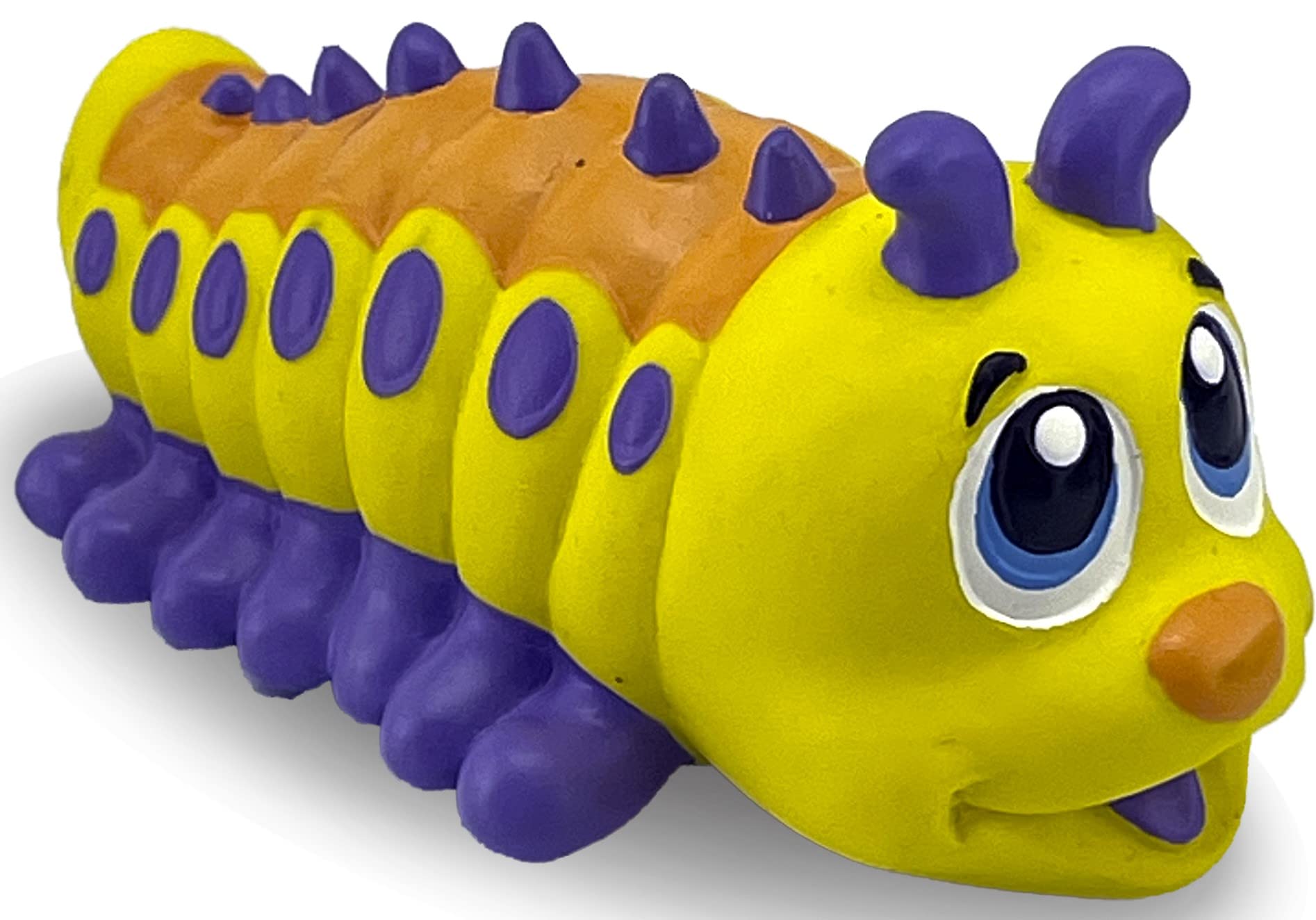 PetSport Naturflex Tiny Tots Small Caterpillar Latex Dog Chew Toy | All-Natural Soft, Squeaky, Non-Toxic Rubber Chew Toy | Safe 
