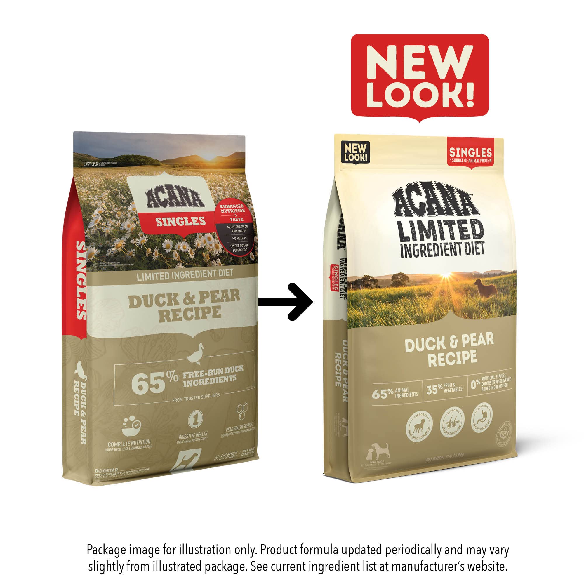 ACANA Singles Duck and Pear Recipe, 13lb, Limited Ingredient Diet Dry Dog Food