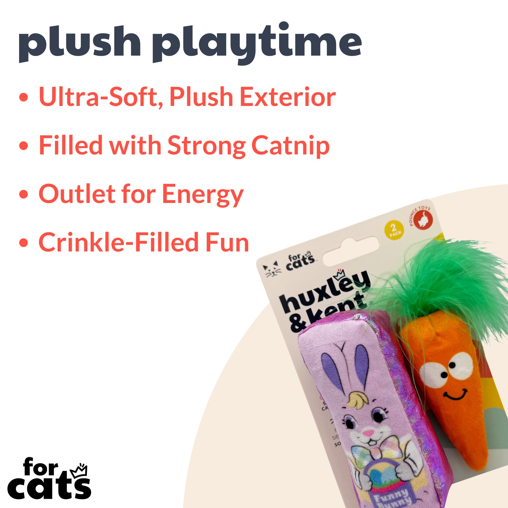 Huxley & Kent 2-Pack Plush Cat Toys - Hoppy Easter - Easter Spring Strong Catnip Filled - Plush Kitten And Cat Toy With Catnip A