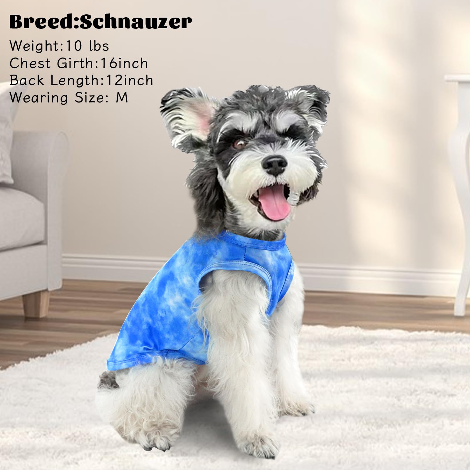 Xpudac 4 Pack Dog Shirt Tie Dye Lightweight Dog Clothes For Small Dogs Boy Girls Breathable Stretchy Tank Top Vest-Large